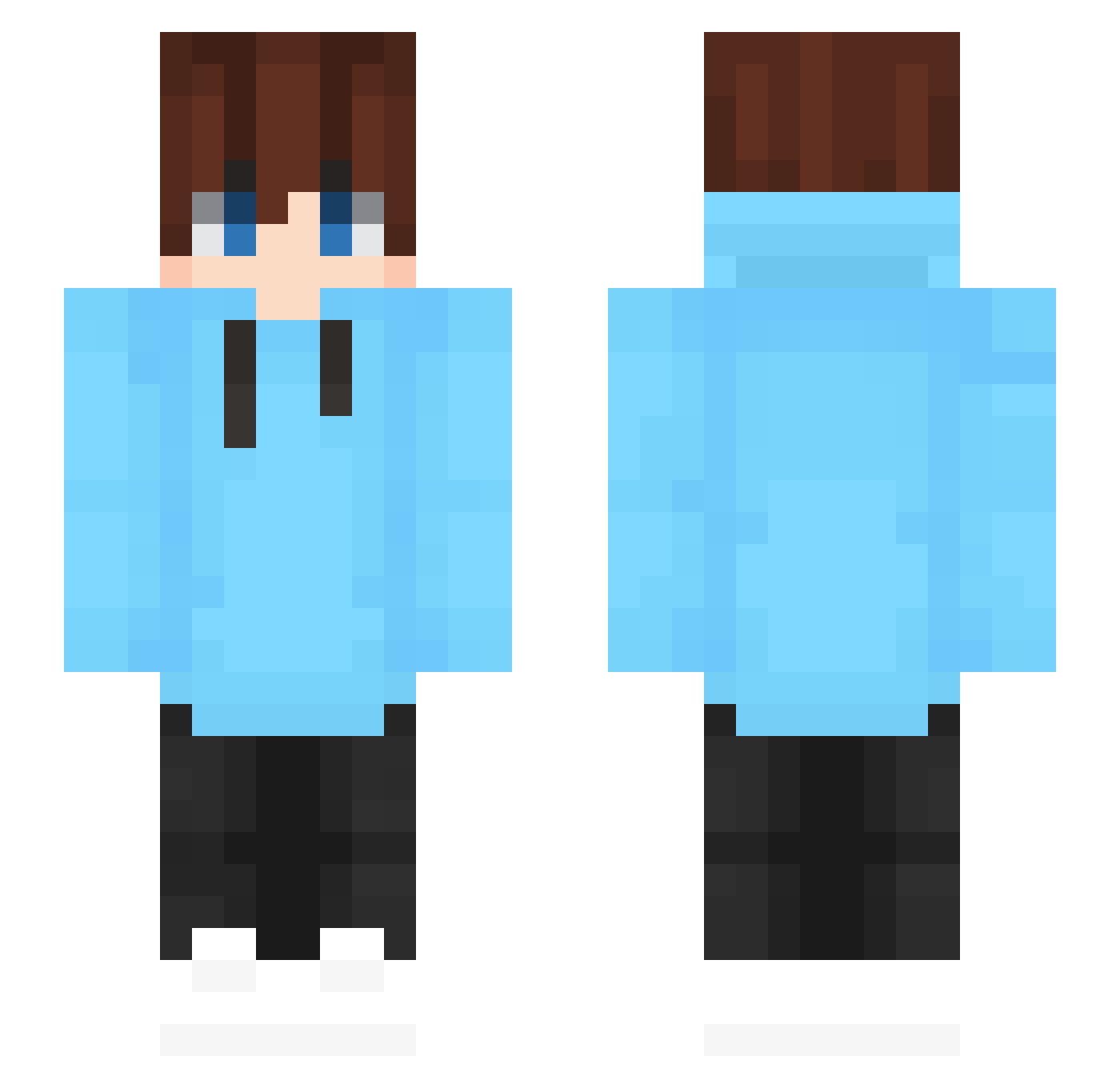 _R4DE Minecraft skin, front and back view