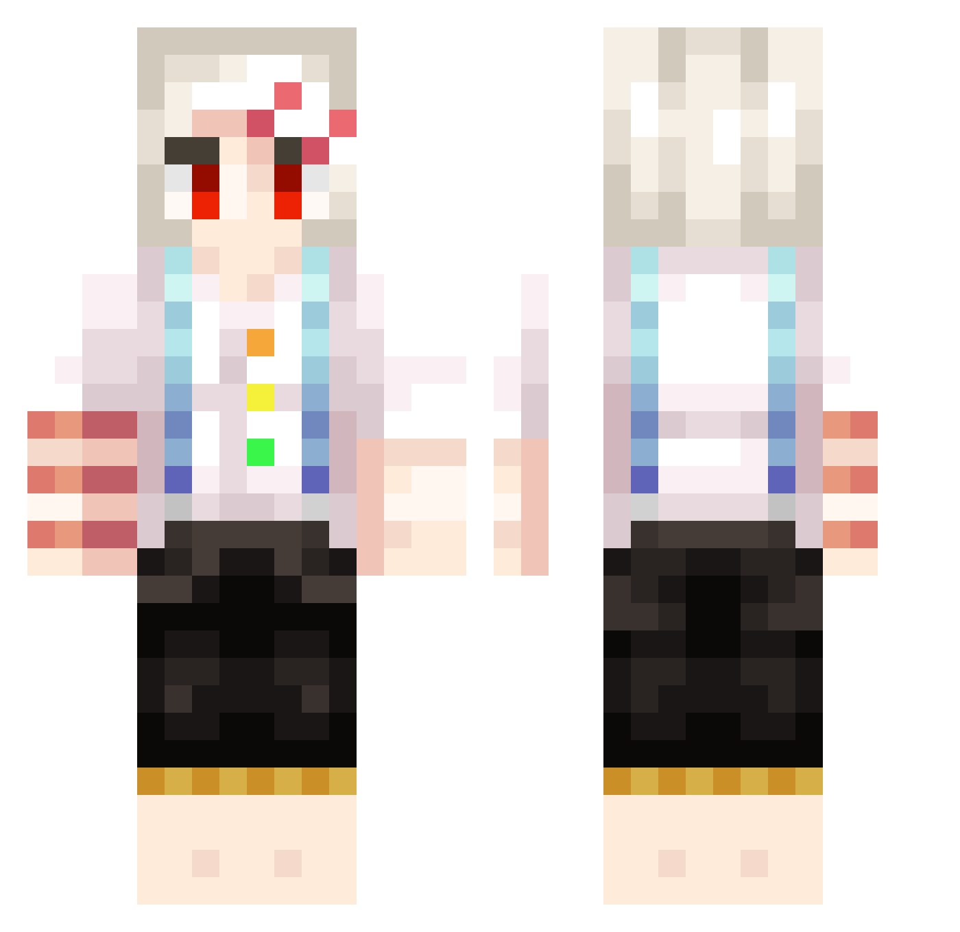 Alexand33r Minecraft skin, front and back view