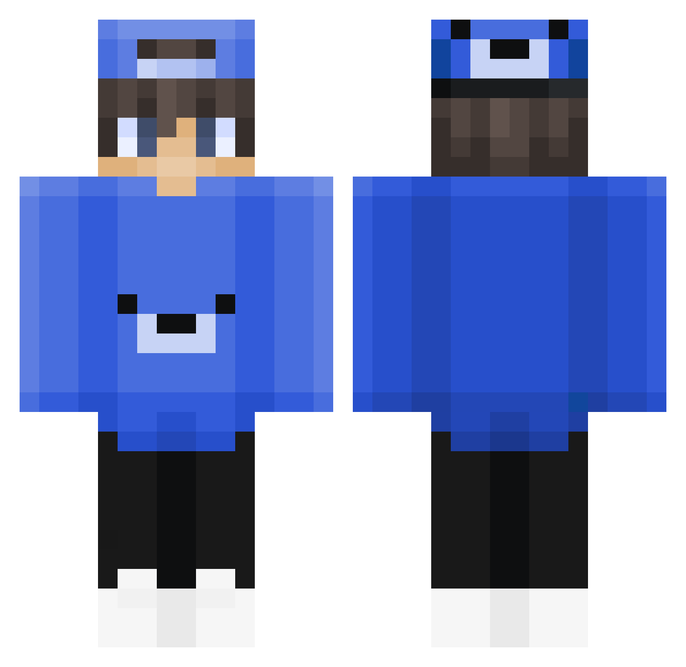 SamUhFlow Minecraft skin, front and back view