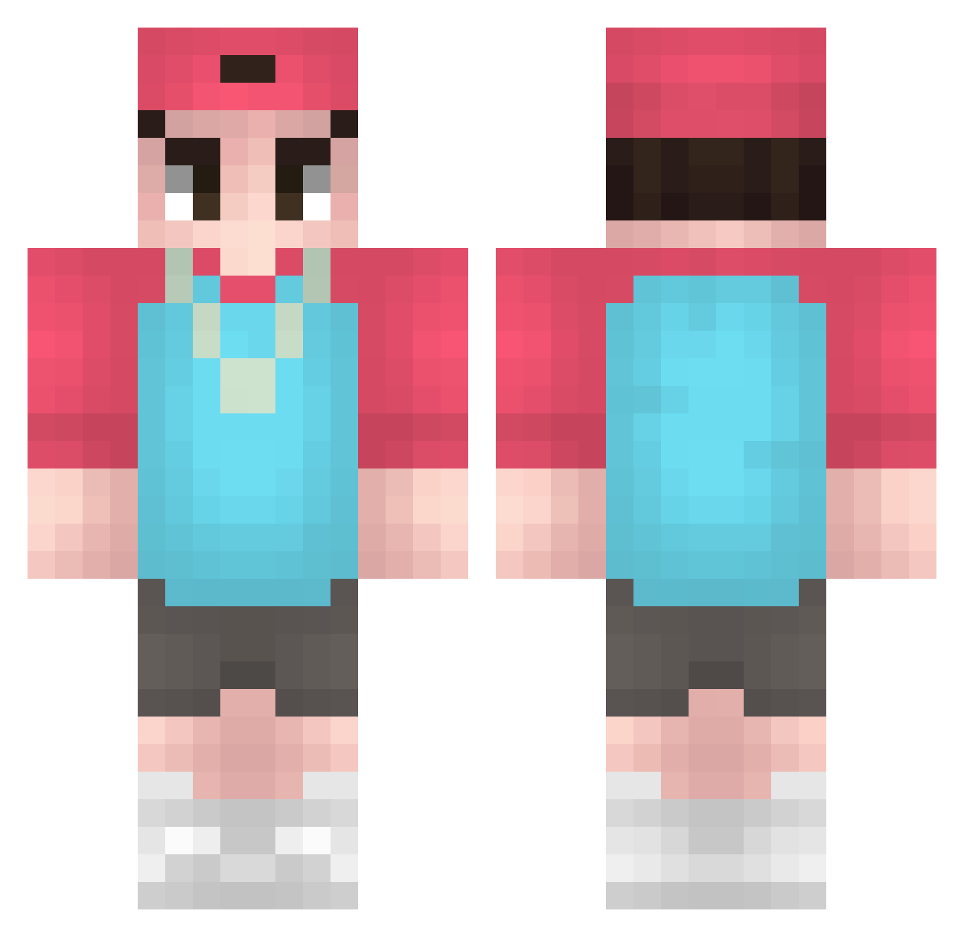 Medien2 Minecraft skin, front and back view