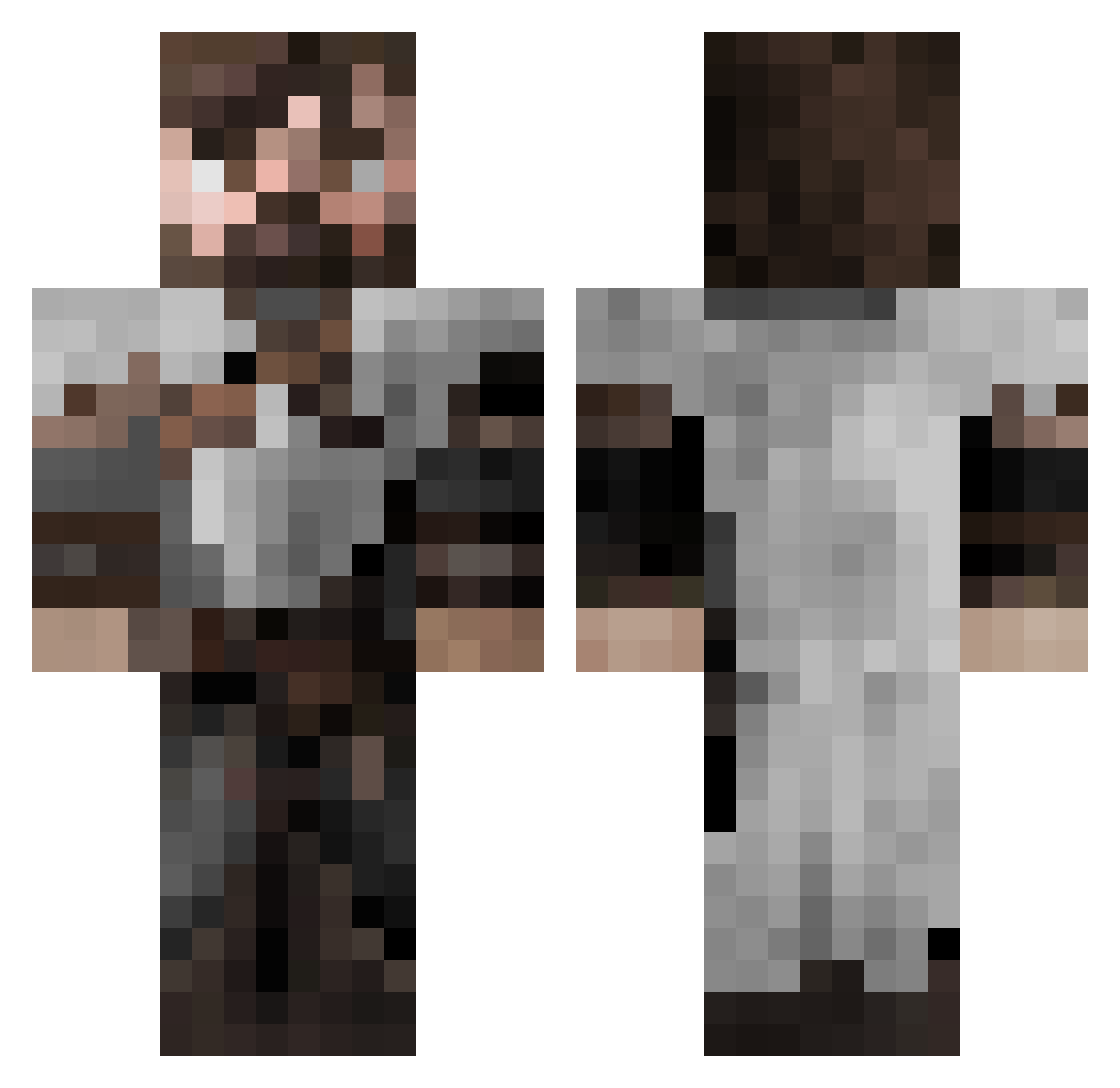 GrubbyDubby Minecraft skin, front and back view