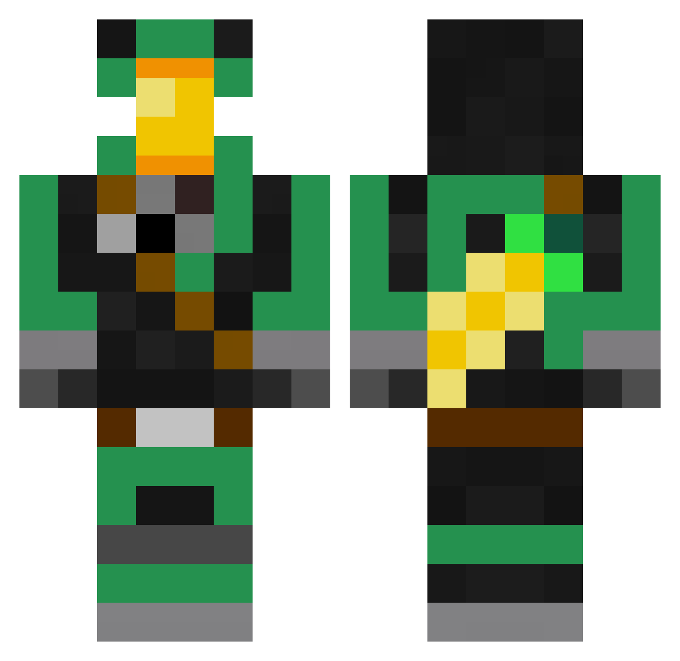 Cornboyhalo Minecraft skin, front and back view