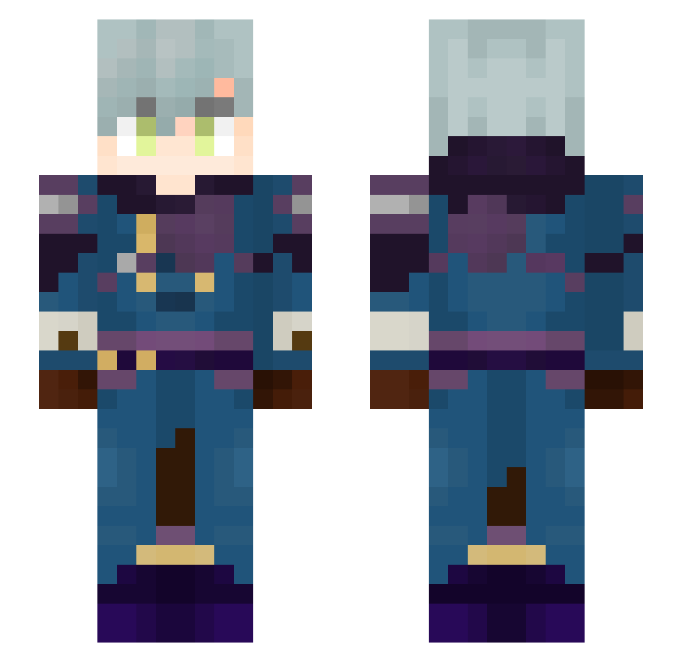 Ashe434 Minecraft skin, front and back view