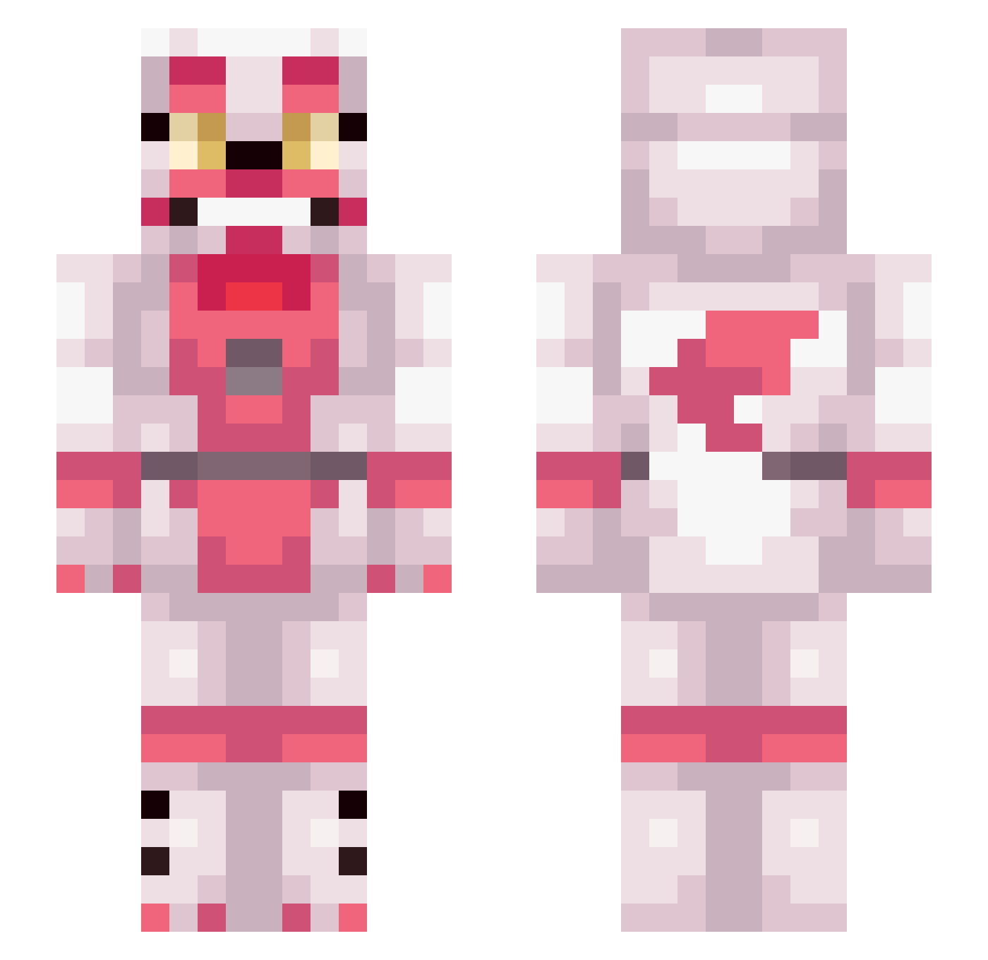 FuntimeFoxyMamas Minecraft skin, front and back view