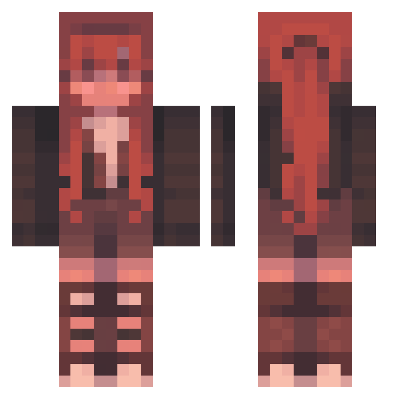 xMovement Minecraft skin, front and back view