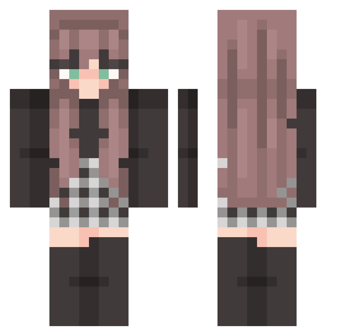 reship Minecraft skin, front and back view