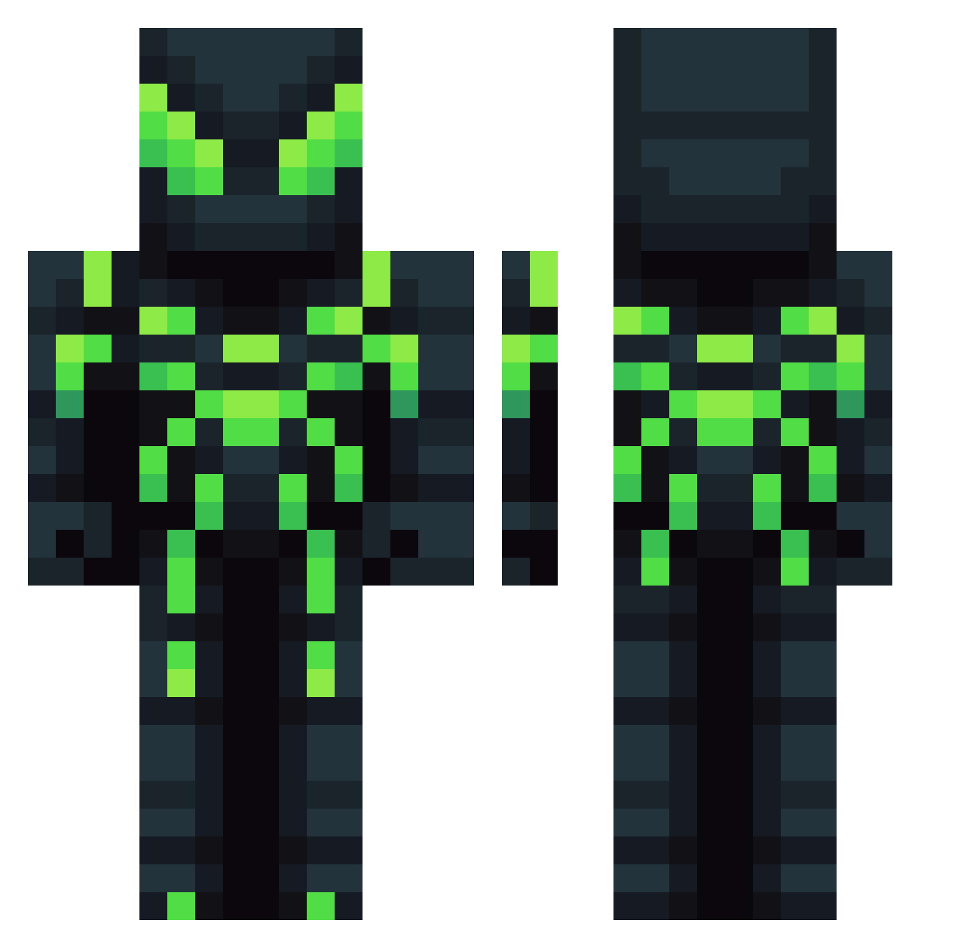 Shydren Minecraft skin, front and back view
