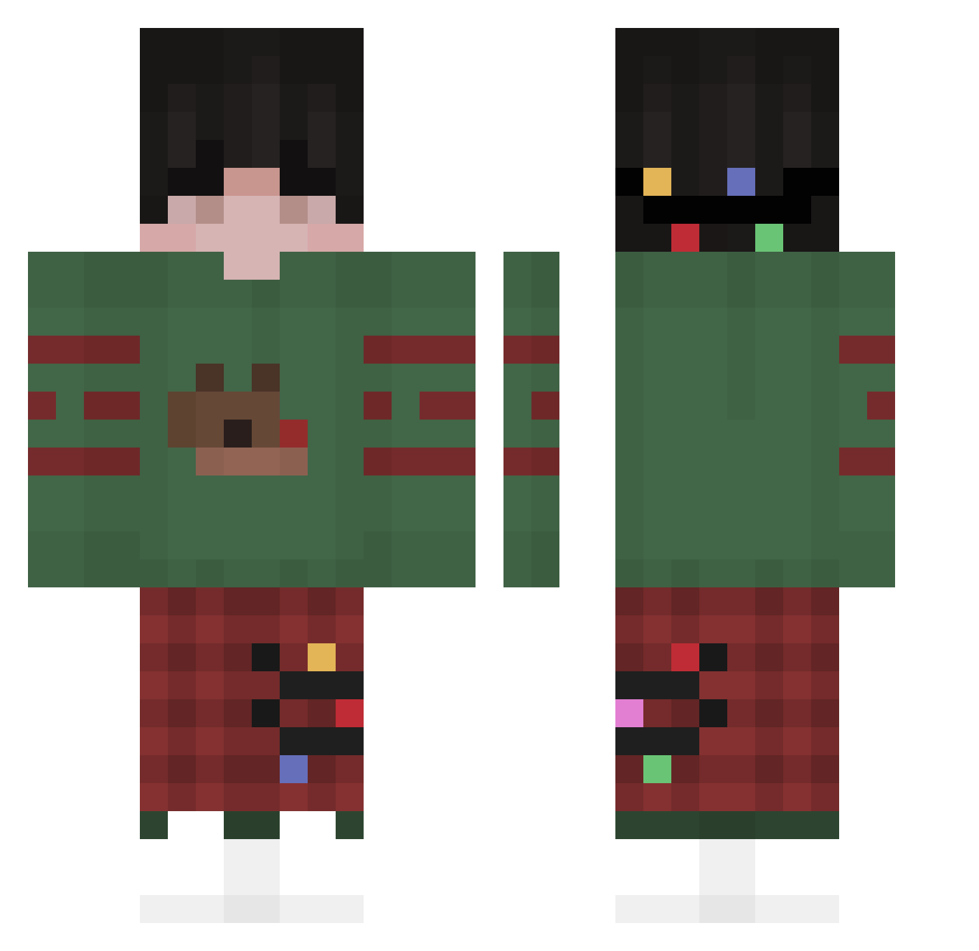 SisterCheck Minecraft skin, front and back view