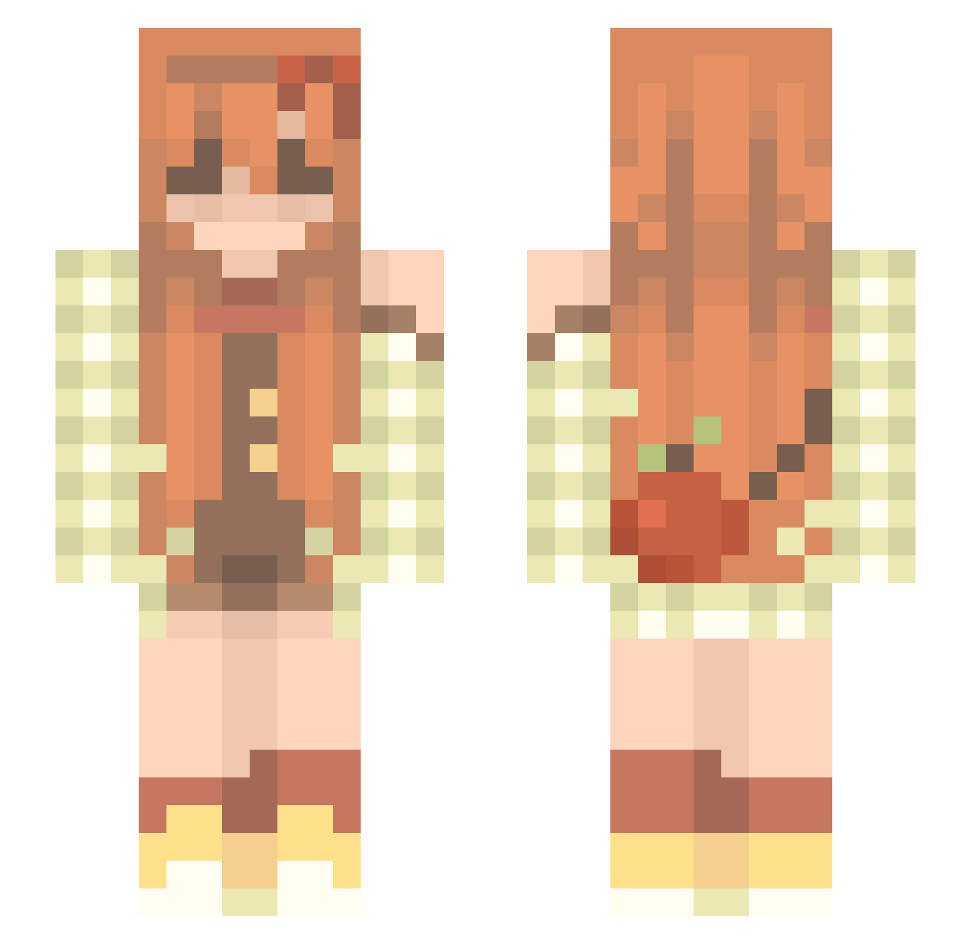 mellyellbee Minecraft skin, front and back view
