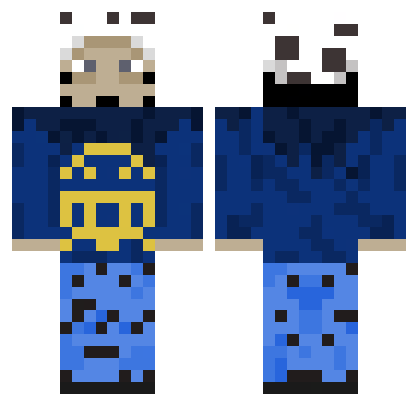Leozino Minecraft skin, front and back view
