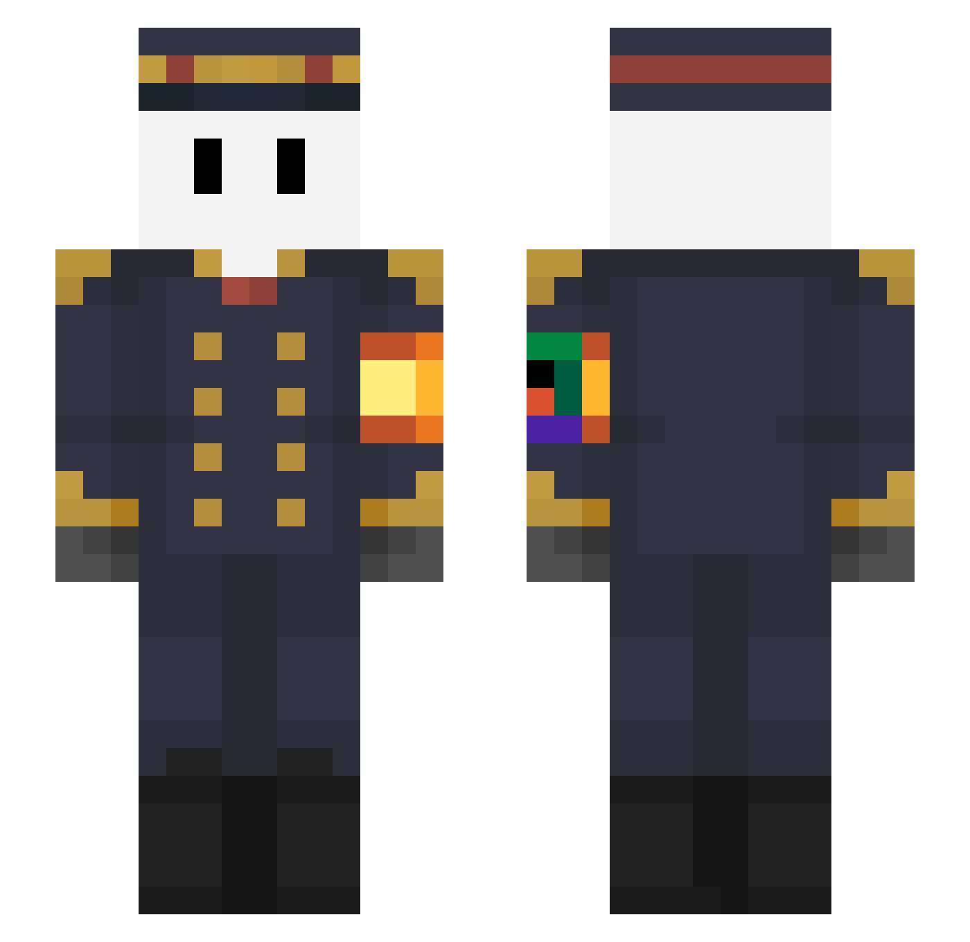 Kraaptica99 Minecraft skin, front and back view