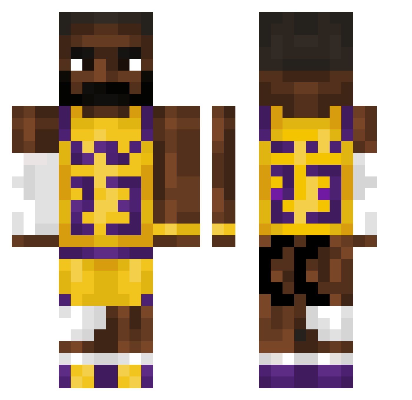 TimeBullet Minecraft skin, front and back view