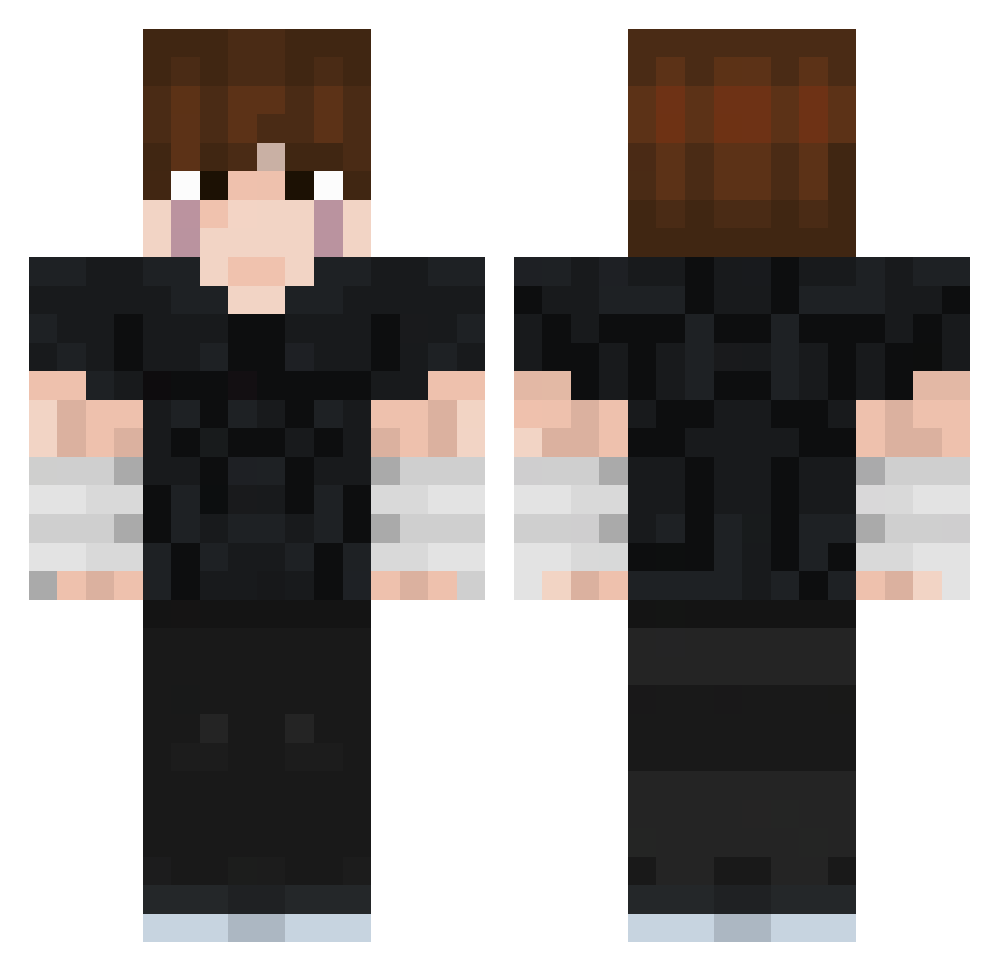 Thejavi02 Minecraft skin, front and back view