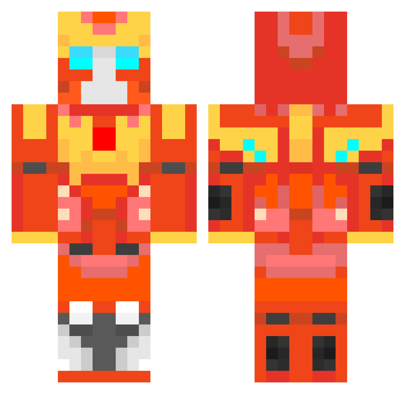 flamebrains Minecraft skin, front and back view