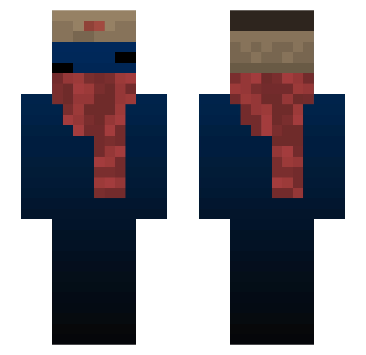 Rqindear Minecraft skin, front and back view
