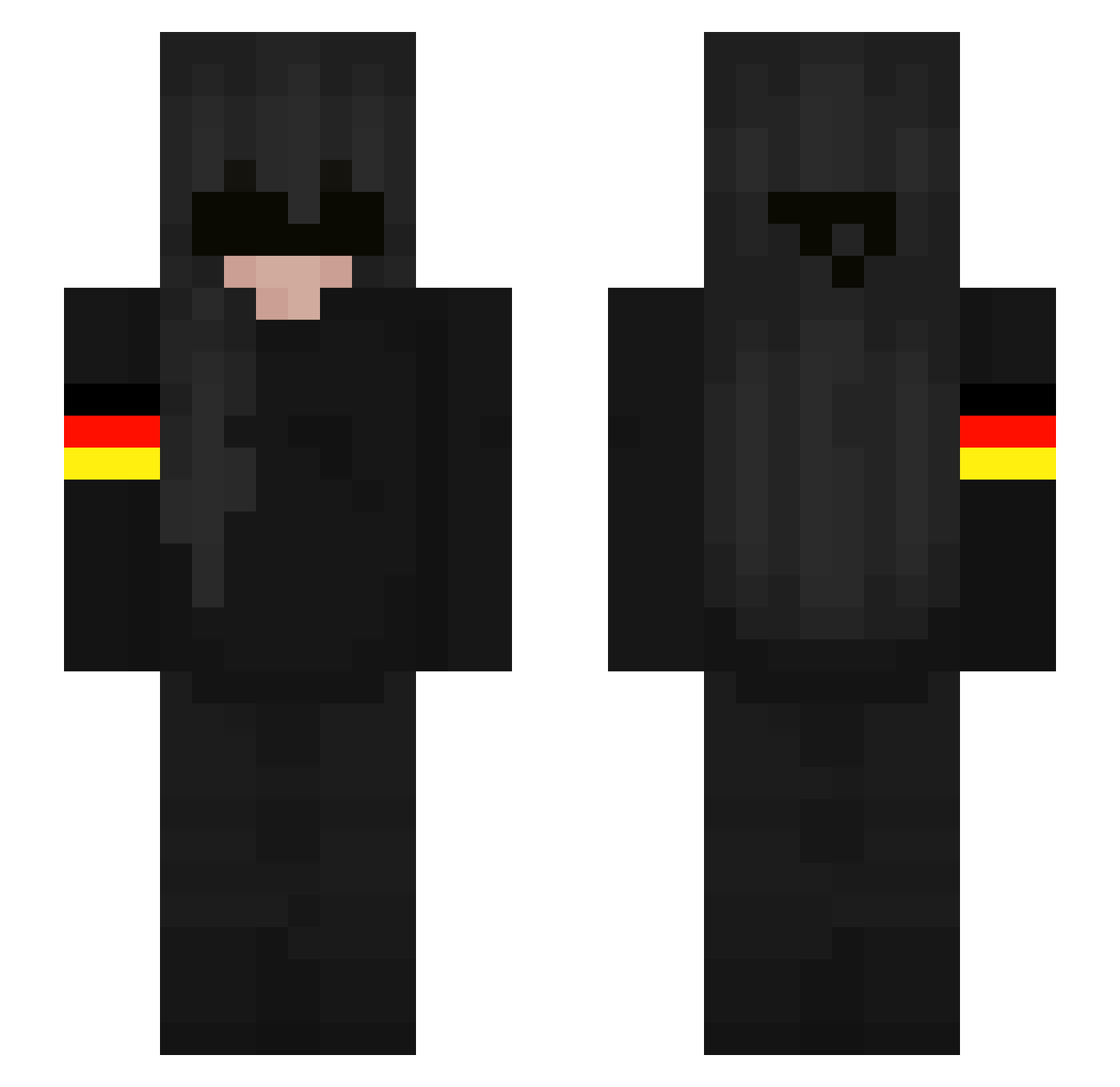 Hasiekio Minecraft skin, front and back view