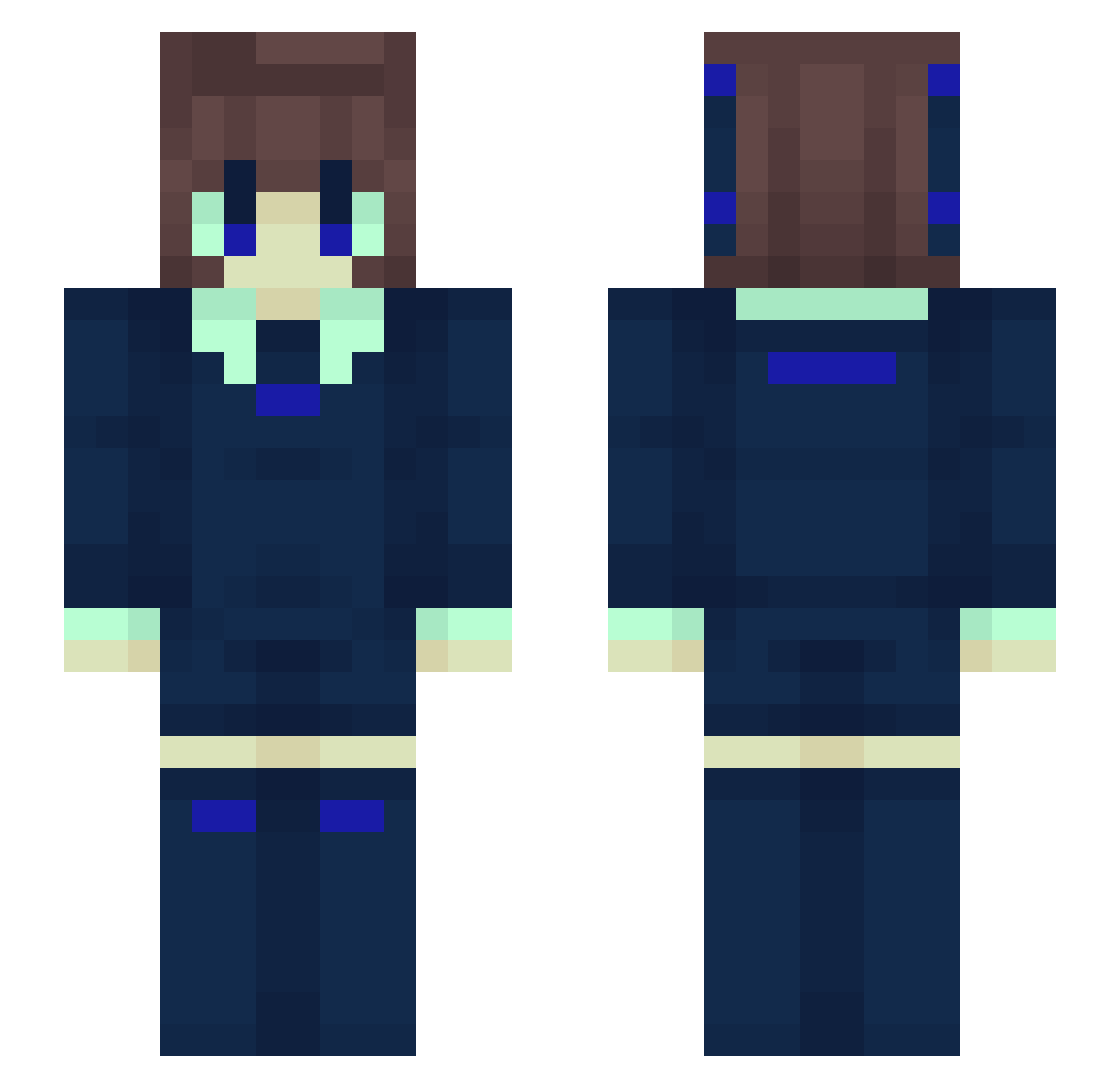 Replans Minecraft skin, front and back view