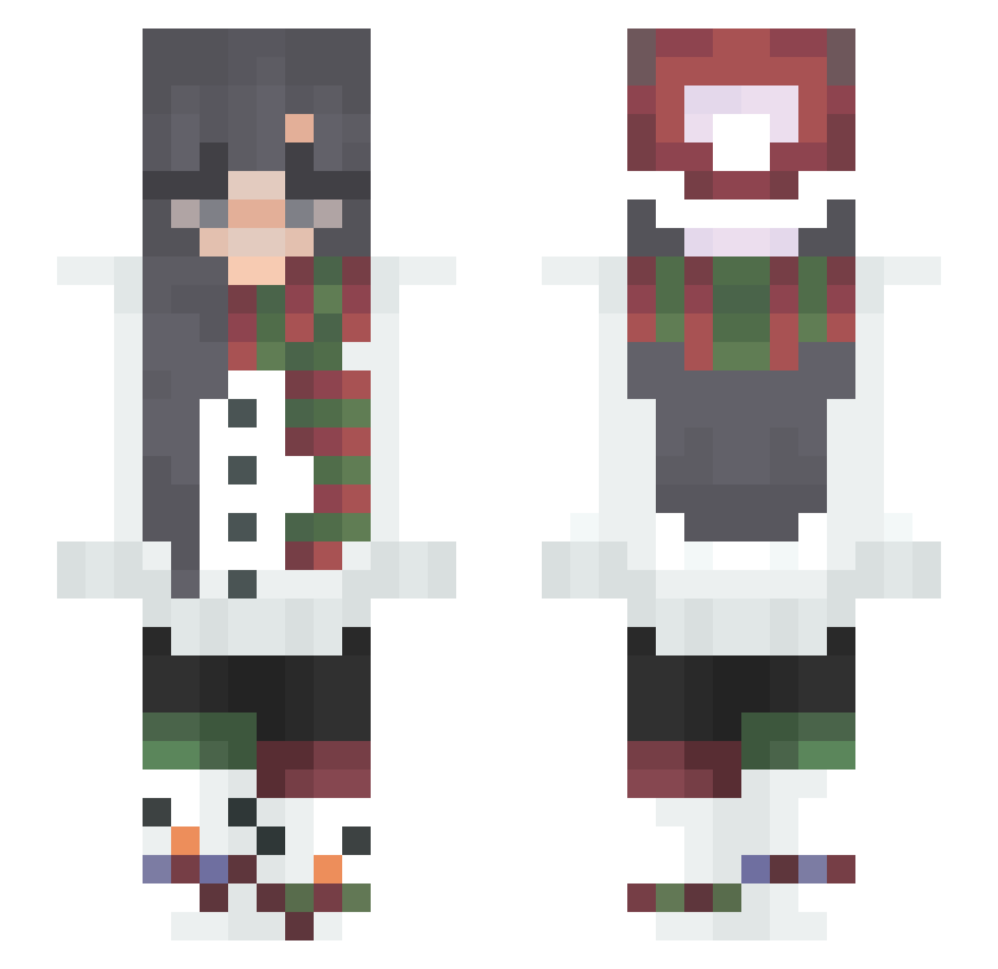 voxerismzomfV Minecraft skin, front and back view