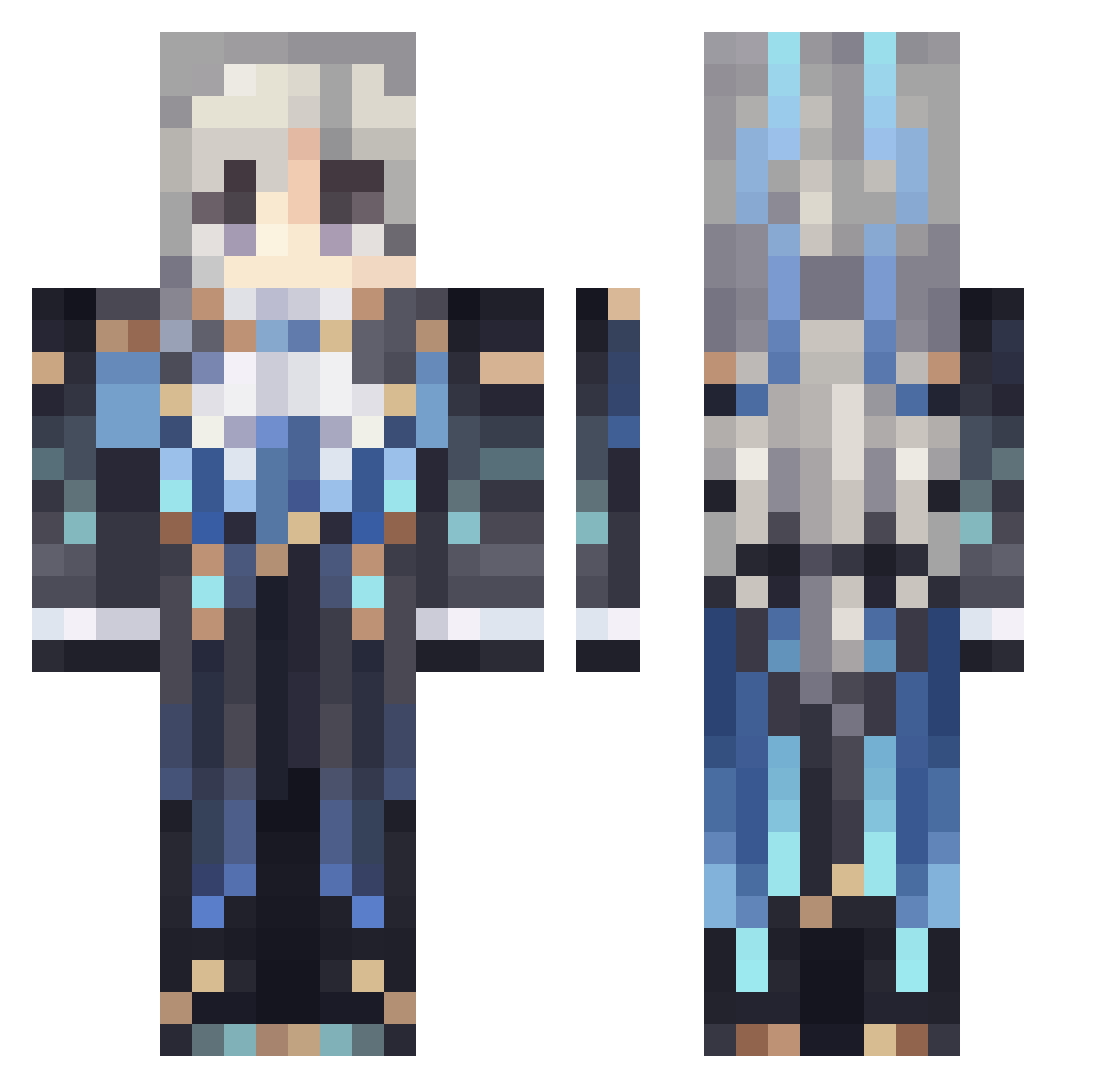 Garblite Minecraft skin, front and back view