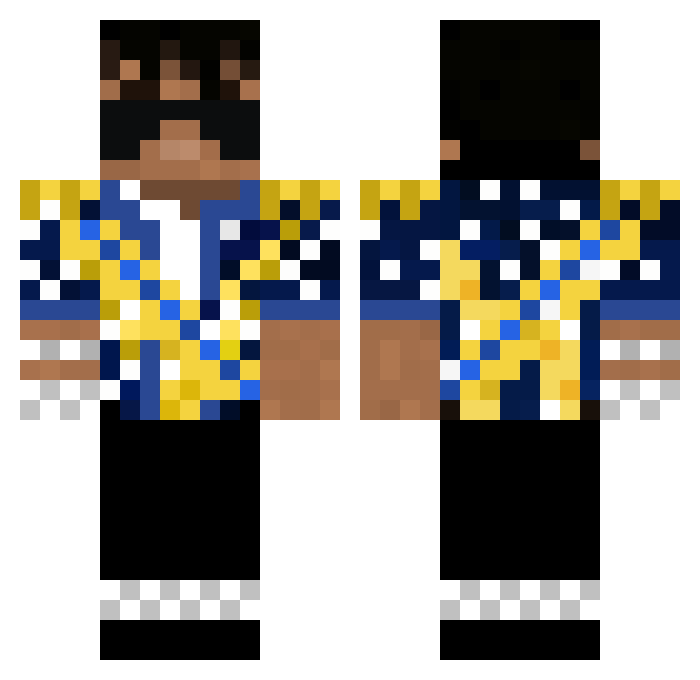 PrinceAB Minecraft skin, front and back view