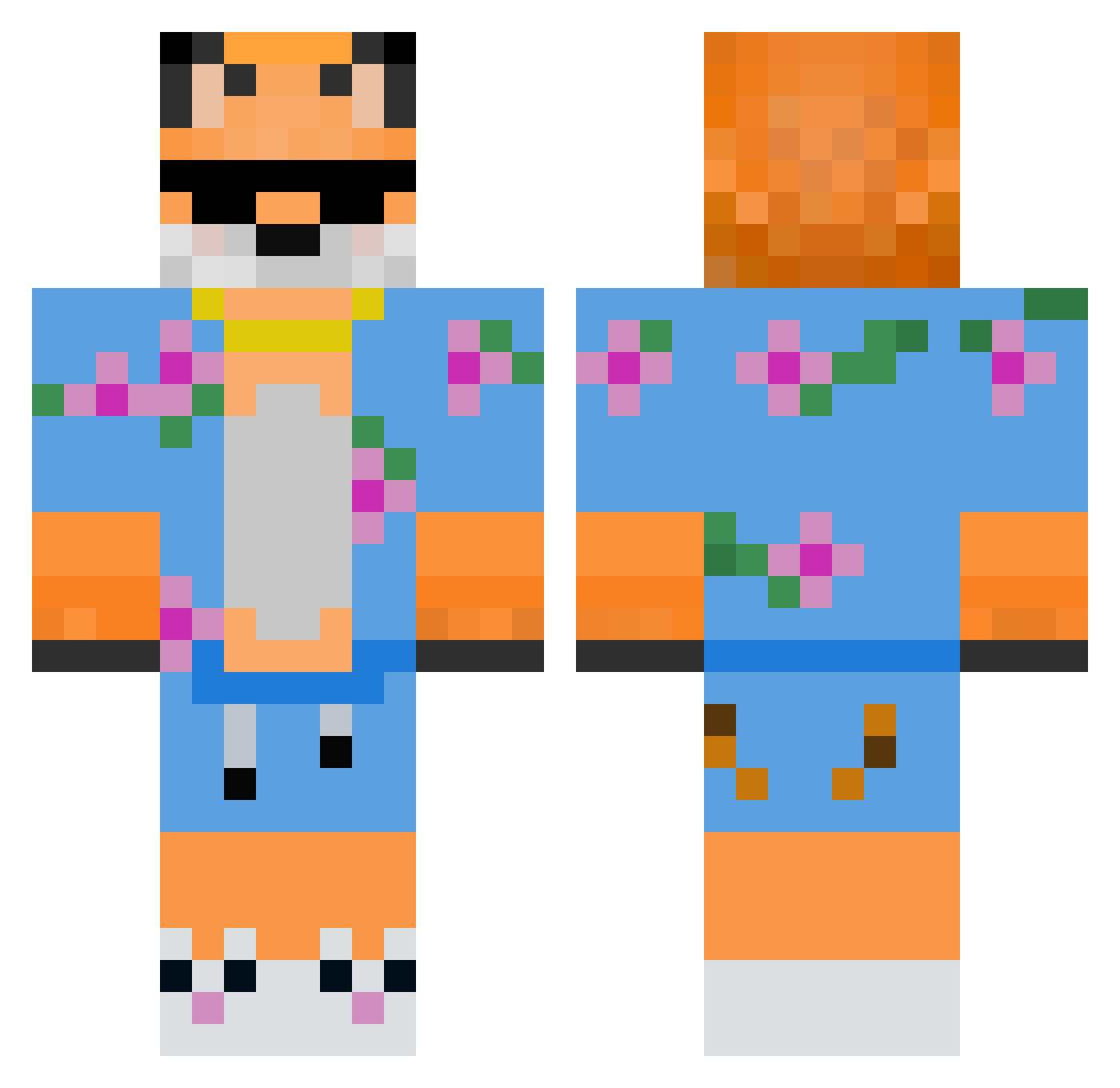 xParafoxZz Minecraft skin, front and back view
