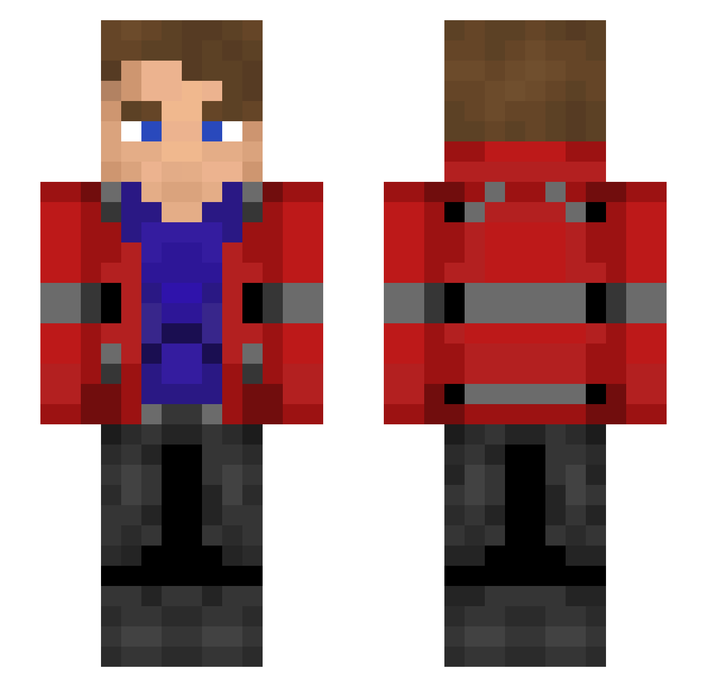 MikLiho Minecraft skin, front and back view