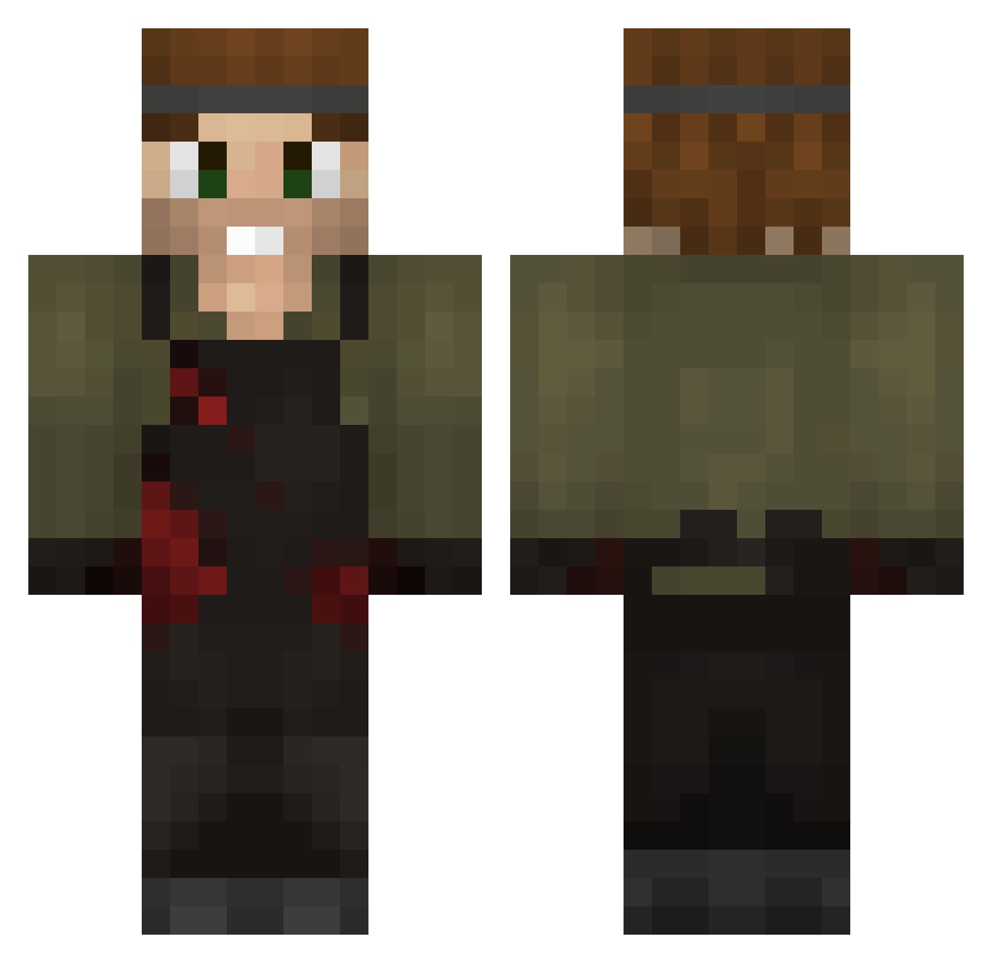 bananaheadguy Minecraft skin, front and back view