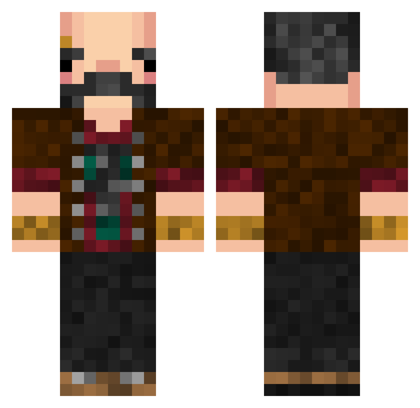 Bazel Minecraft skin, front and back view