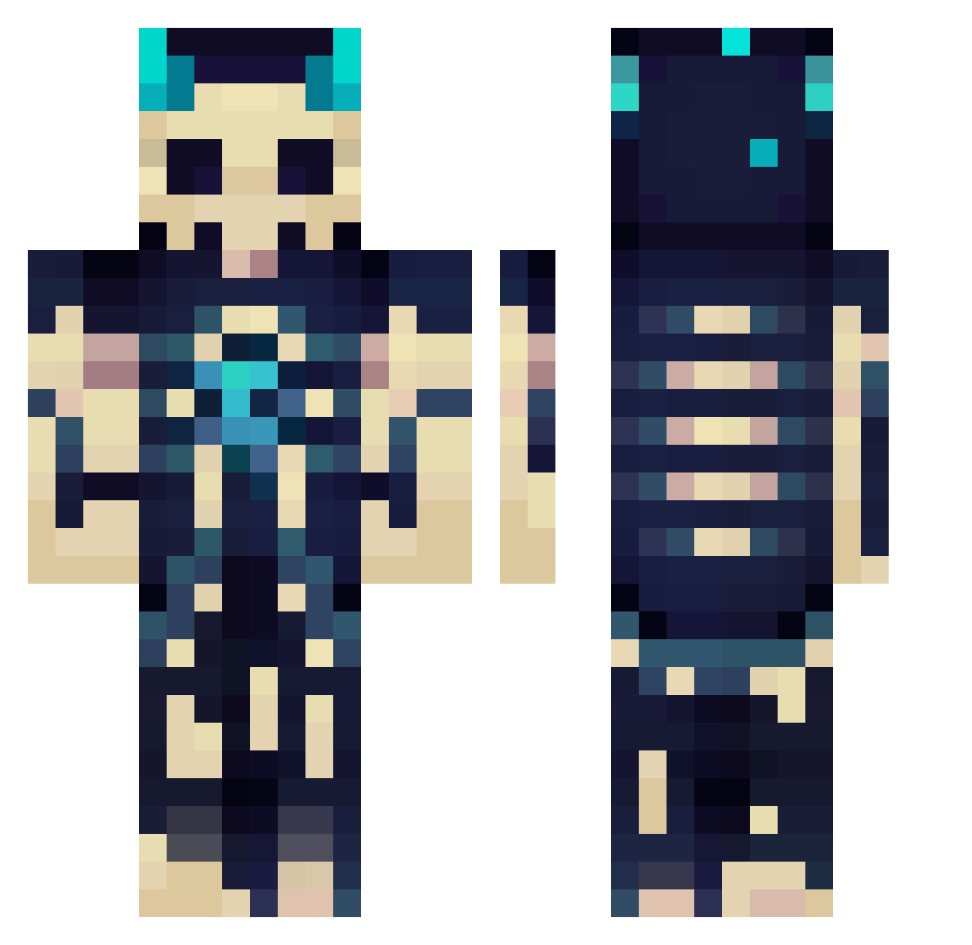 ImelLH Minecraft skin, front and back view