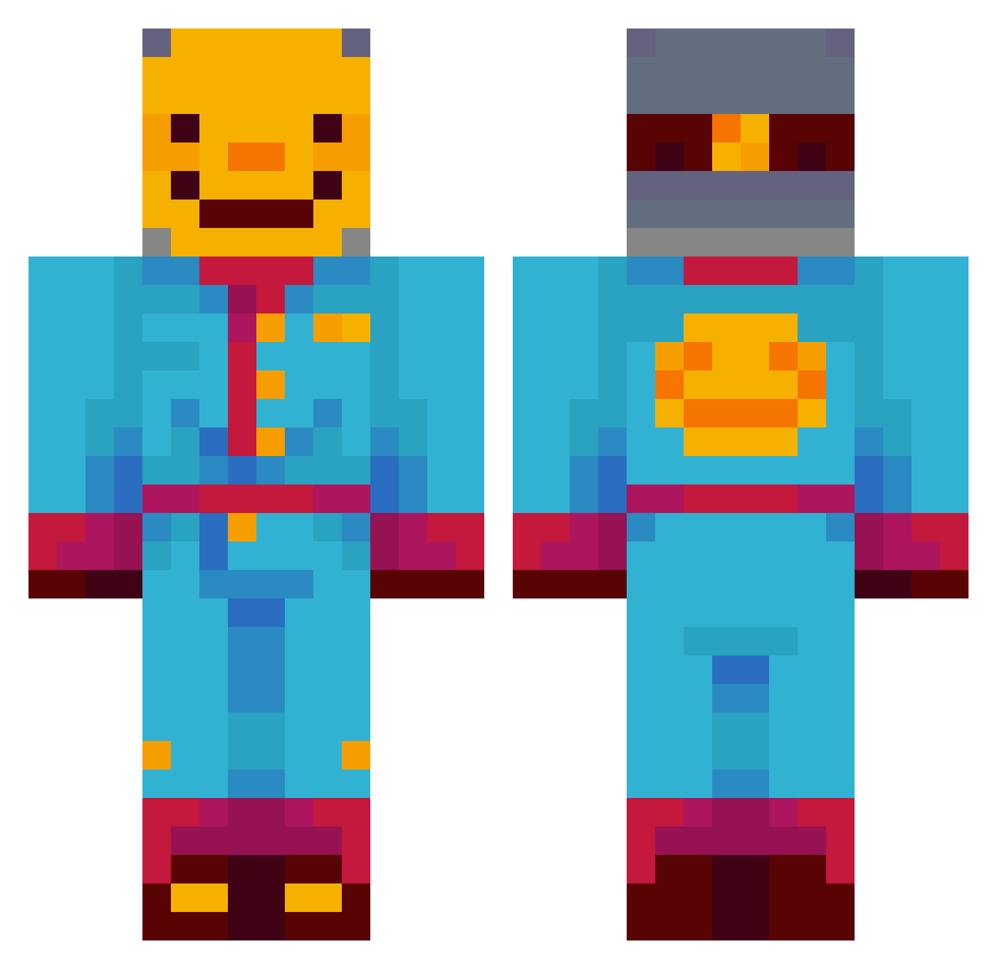 Curneusflurnus Minecraft skin, front and back view