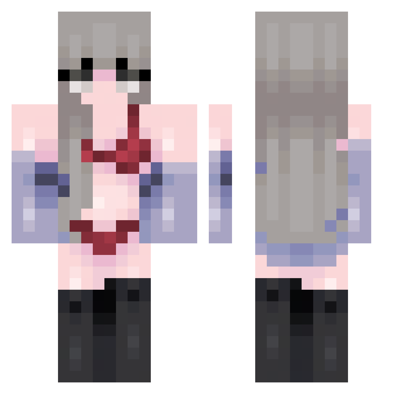 s0upp Minecraft skin, front and back view
