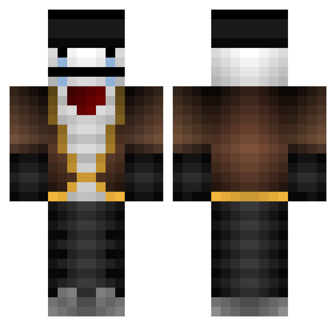PPlayuh Minecraft skin, front and back view