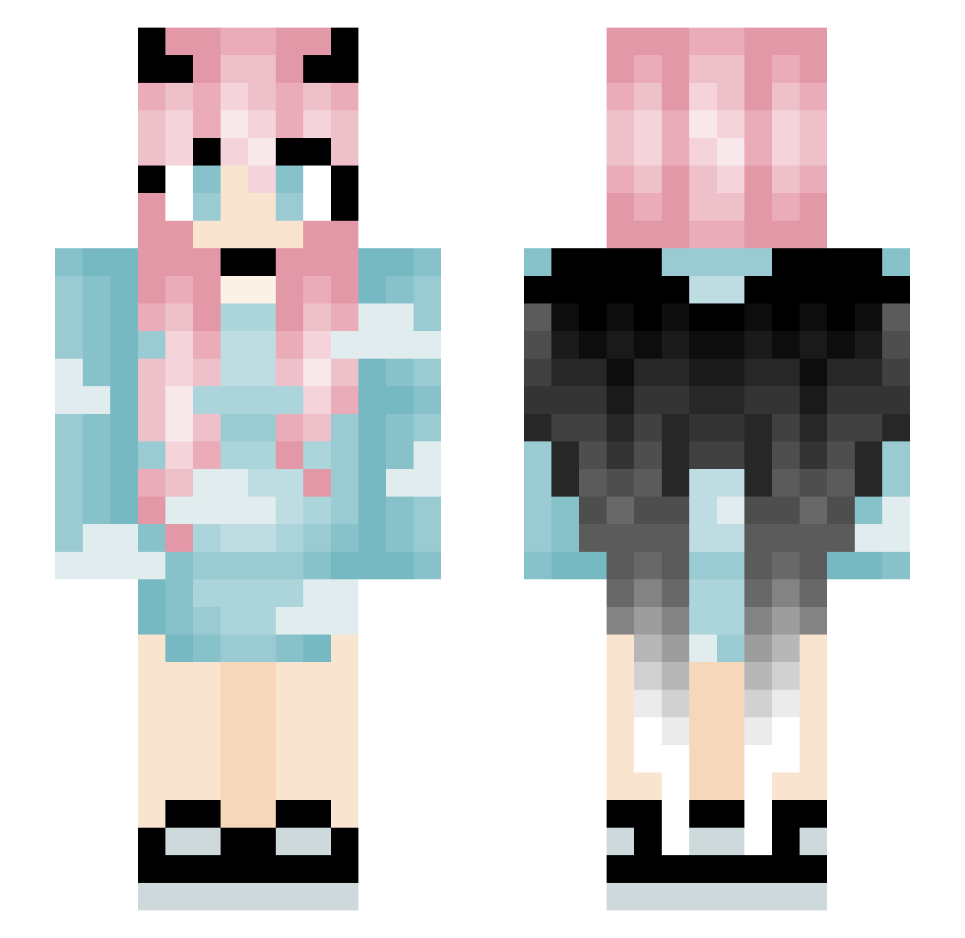 Catlee Minecraft skin, front and back view