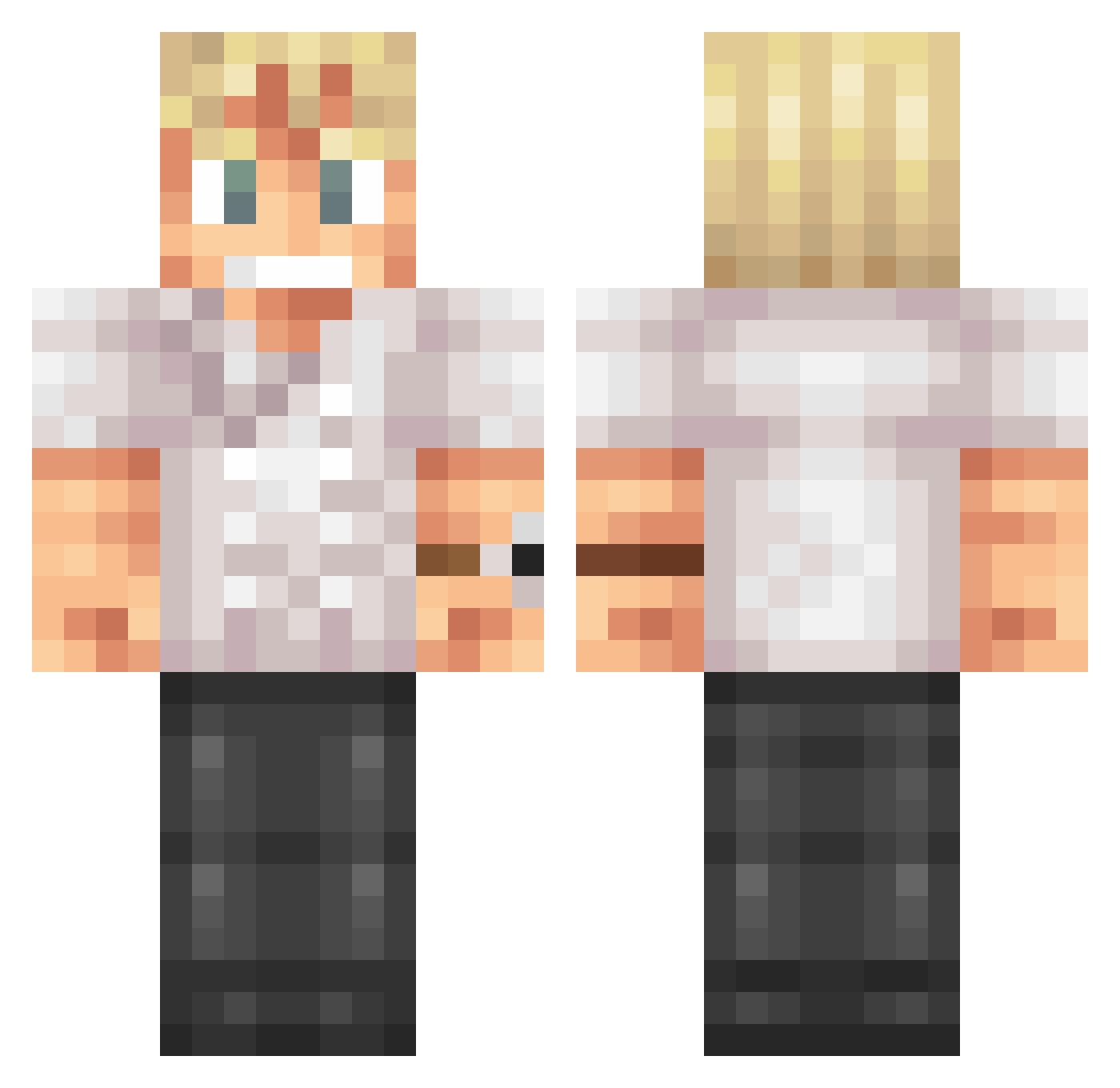 RoxieChicken Minecraft skin, front and back view