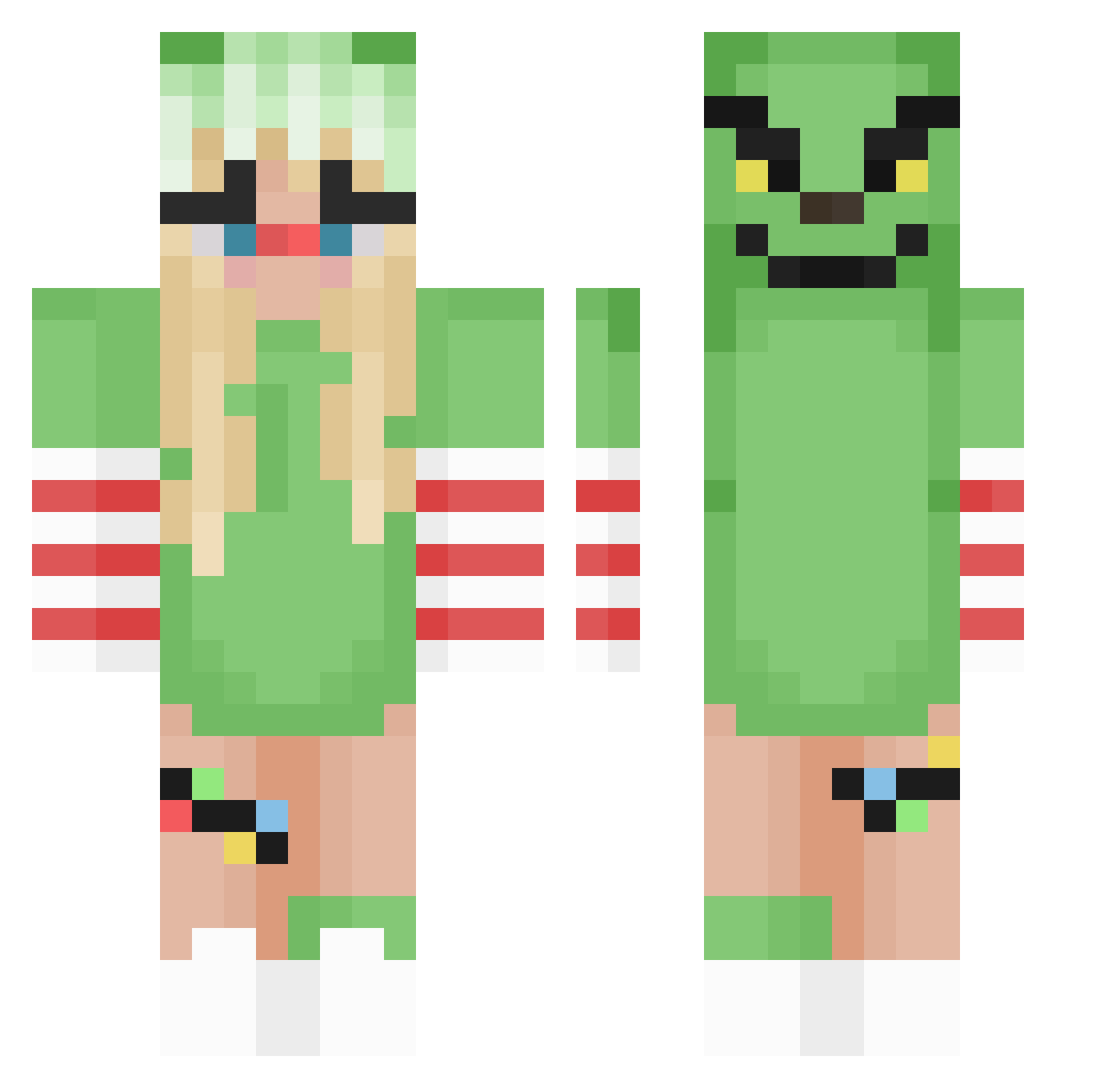 OkiMate Minecraft skin, front and back view