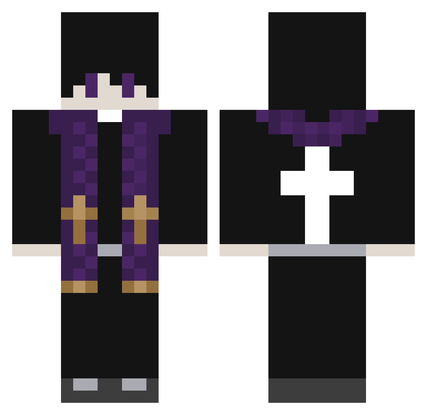 MrGhst Minecraft skin, front and back view
