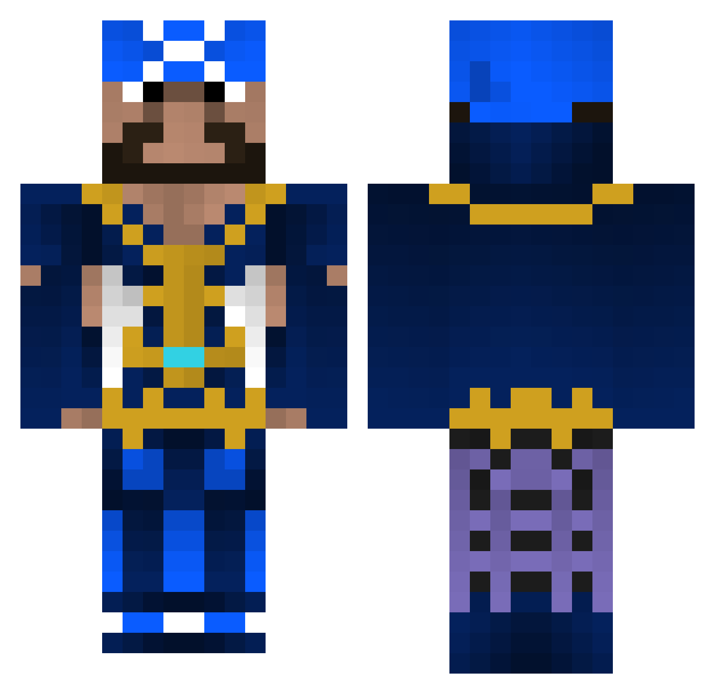 Soundful Minecraft skin, front and back view