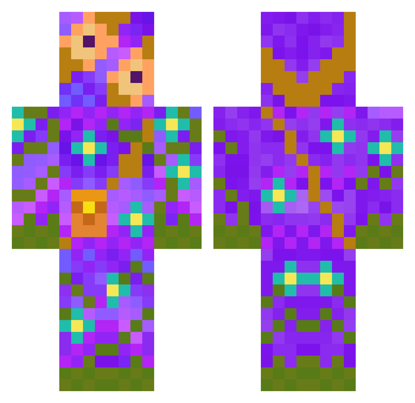 Nebula102 Minecraft skin, front and back view
