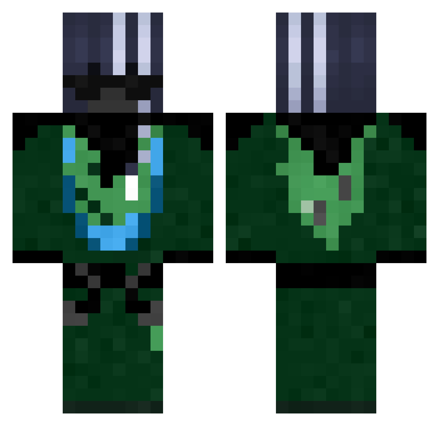 Gaandon Minecraft skin, front and back view