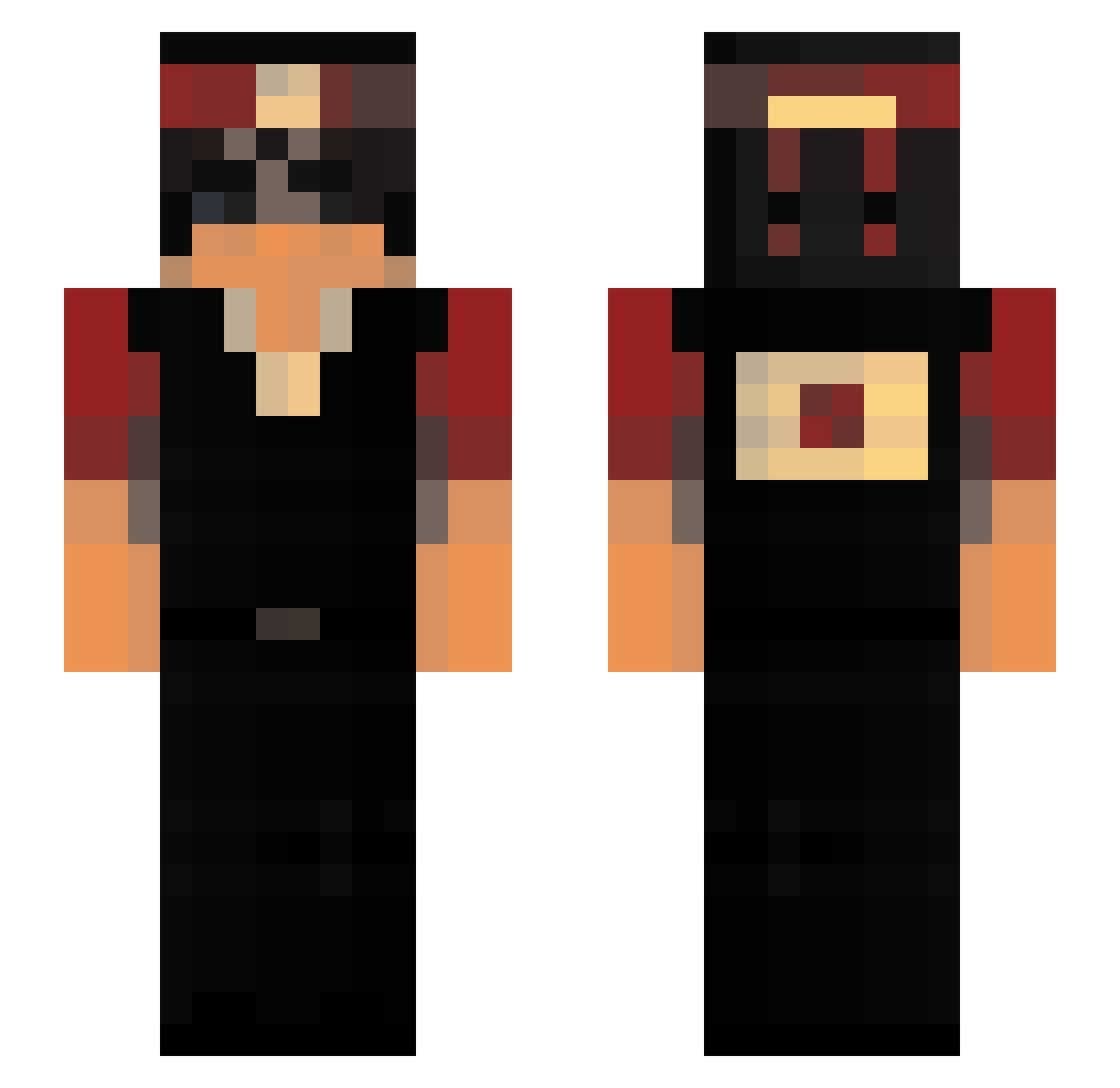 NoZinth Minecraft skin, front and back view