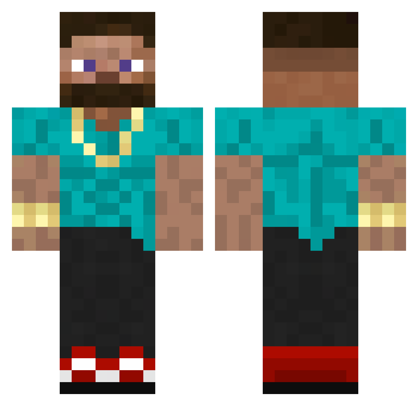 nidek Minecraft skin, front and back view