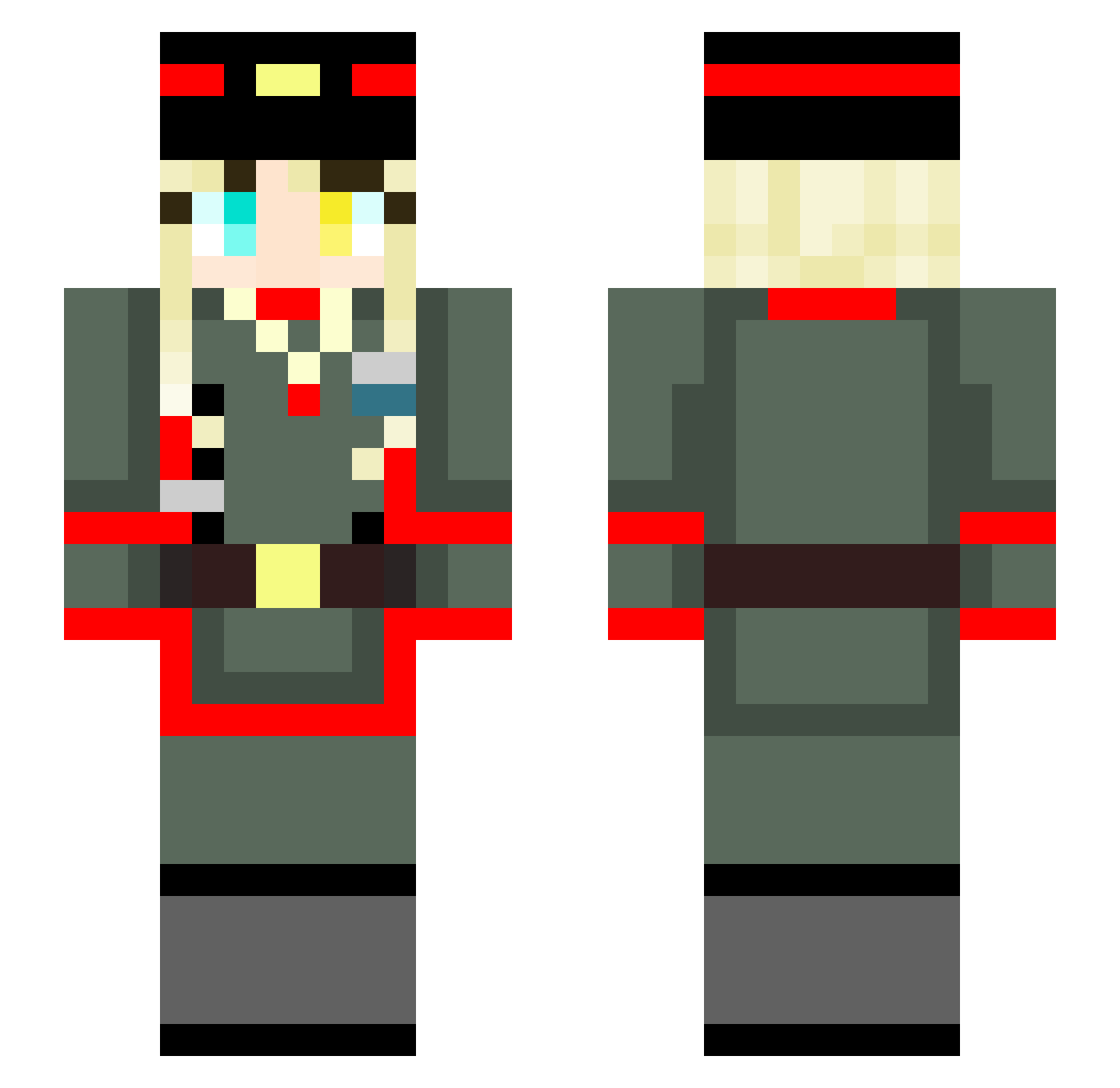tvelhn Minecraft skin, front and back view