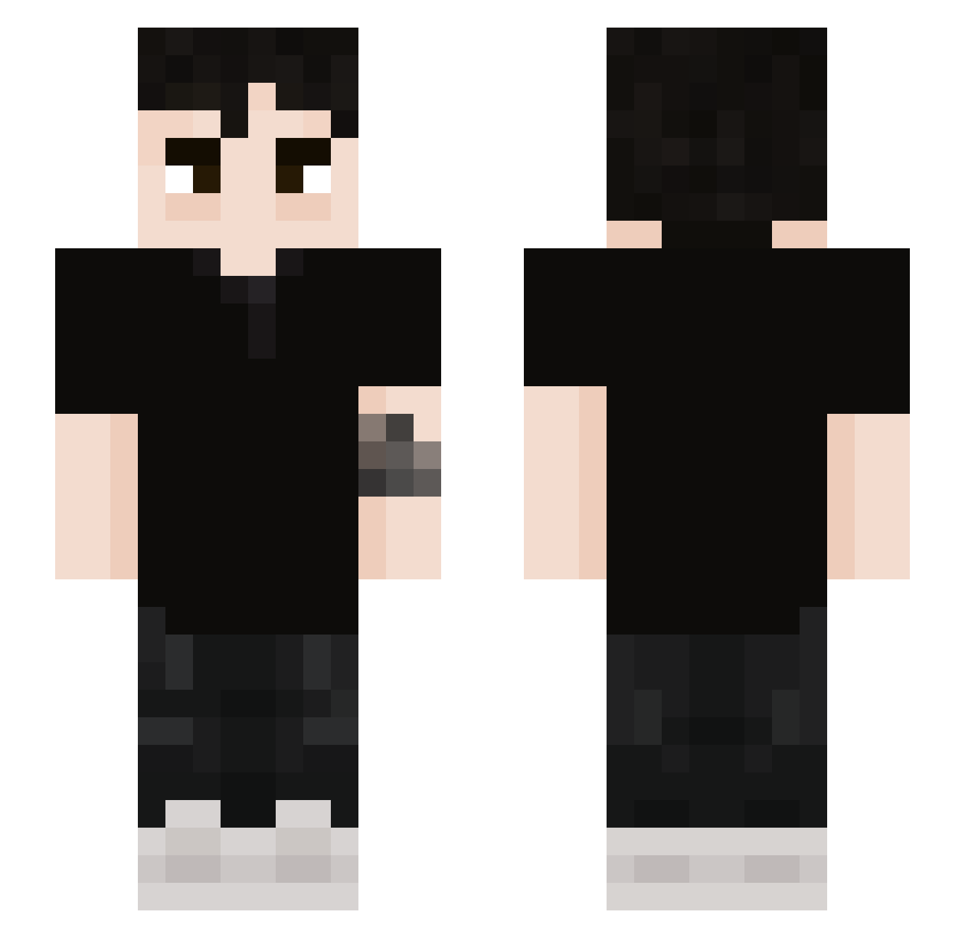 TheRealAlci Minecraft skin, front and back view