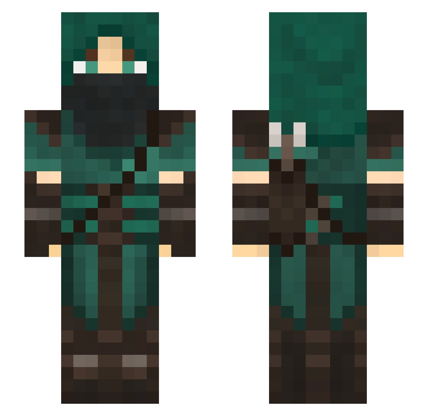 madhatcat Minecraft skin, front and back view