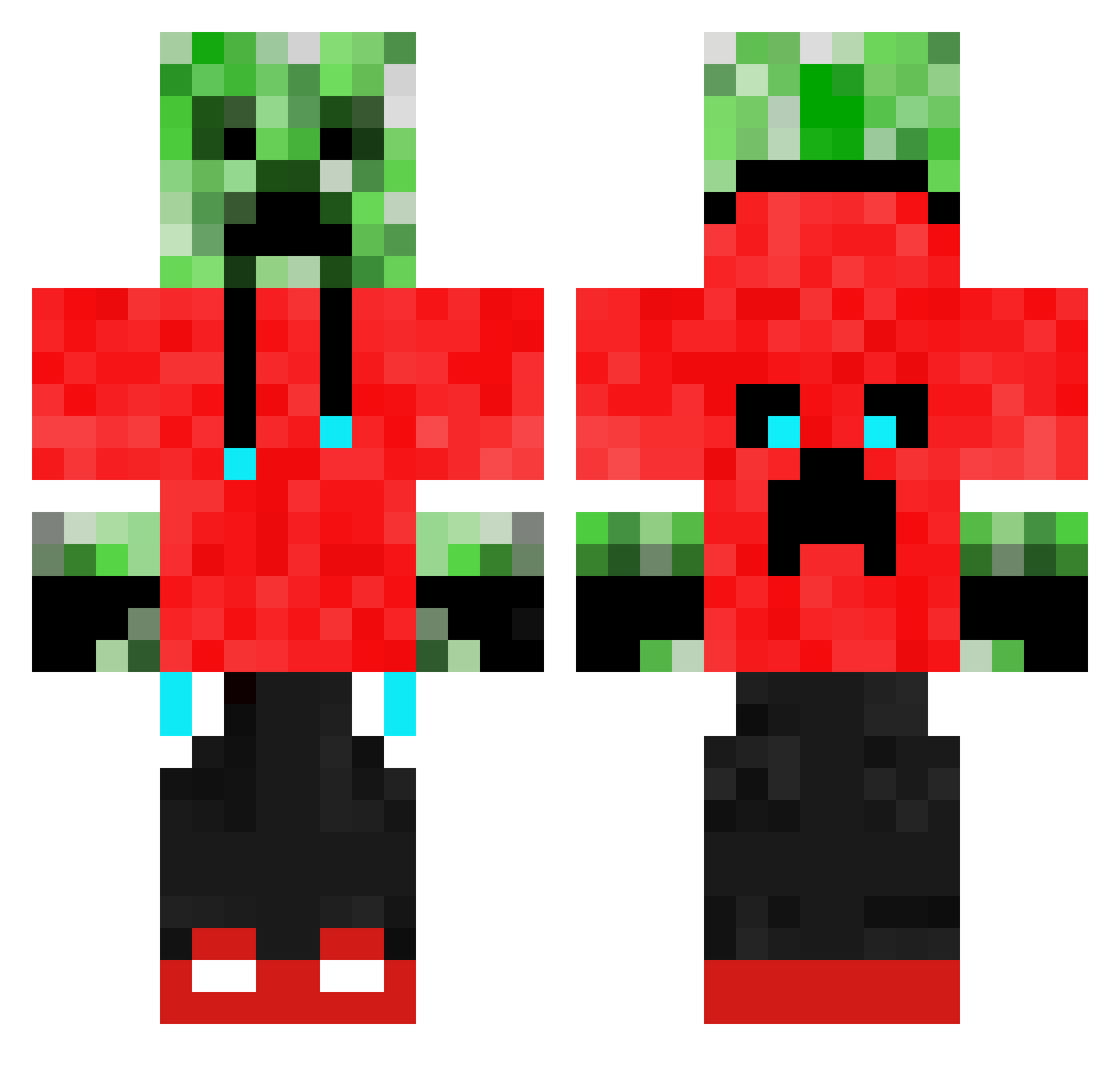 Restructuring Minecraft skin, front and back view