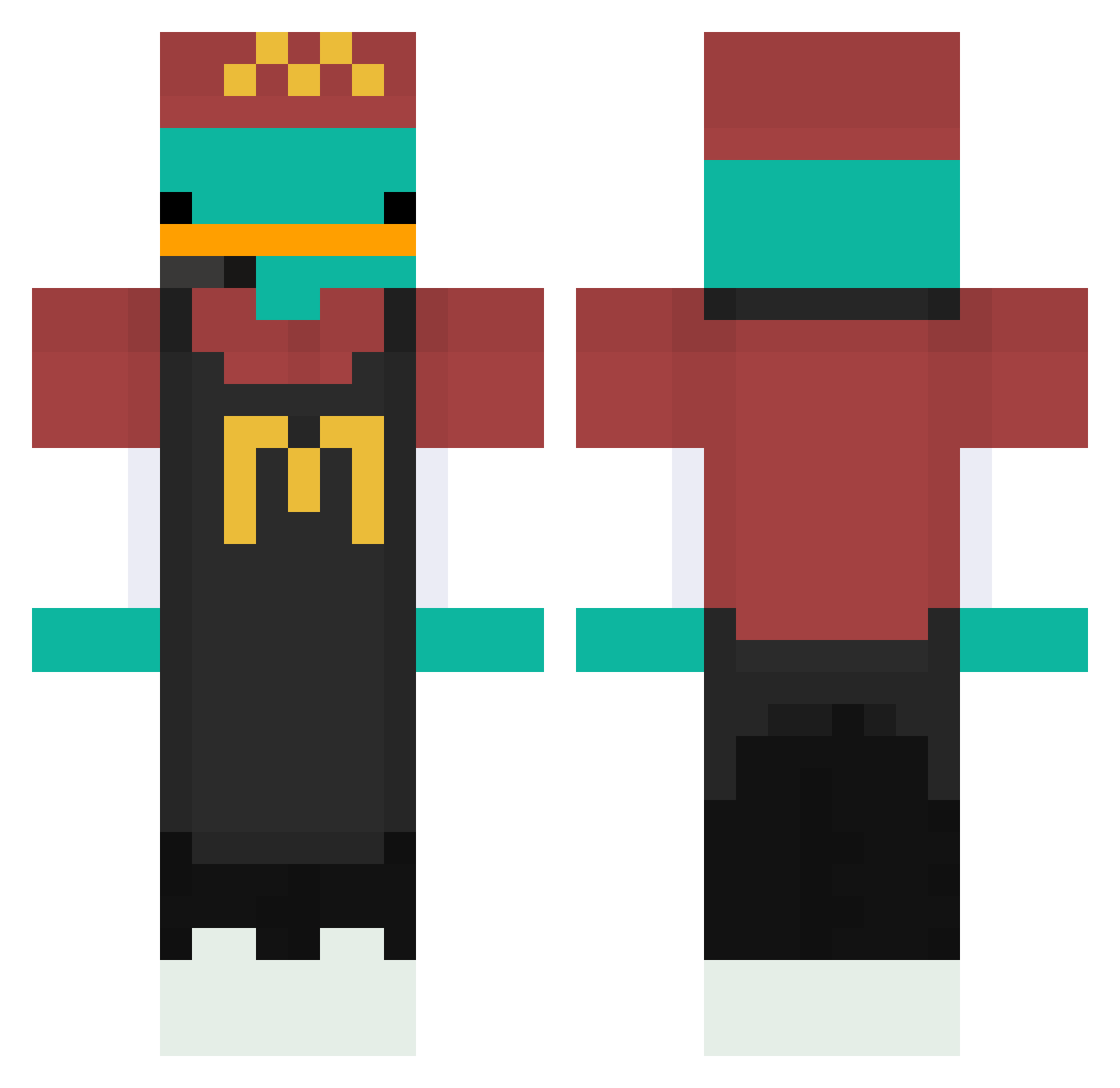 Alvarelles Minecraft skin, front and back view