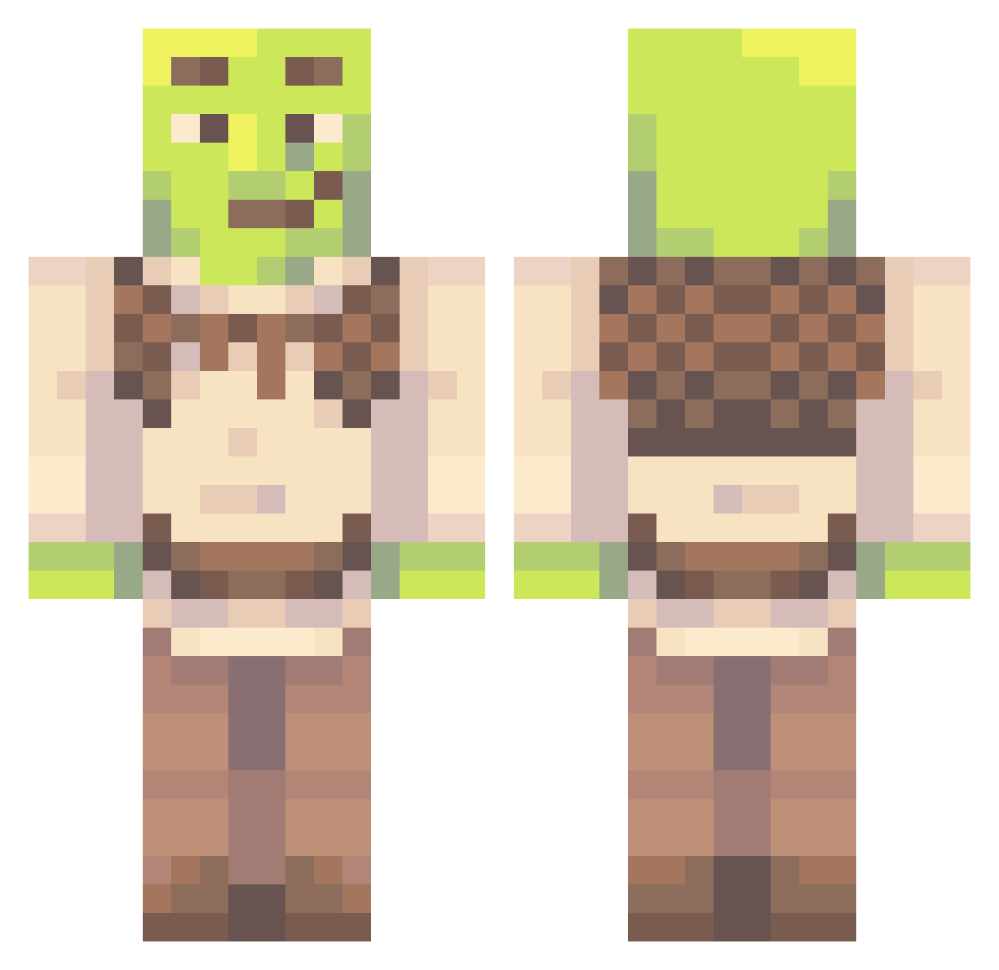 Tiqueur Minecraft skin, front and back view