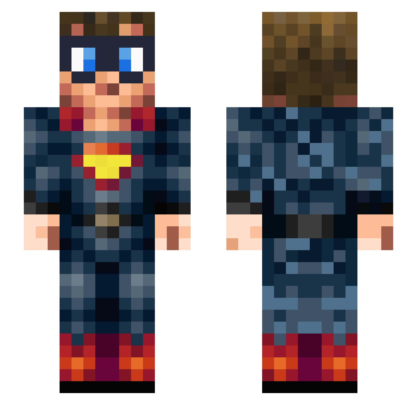 8x7d Minecraft skin, front and back view