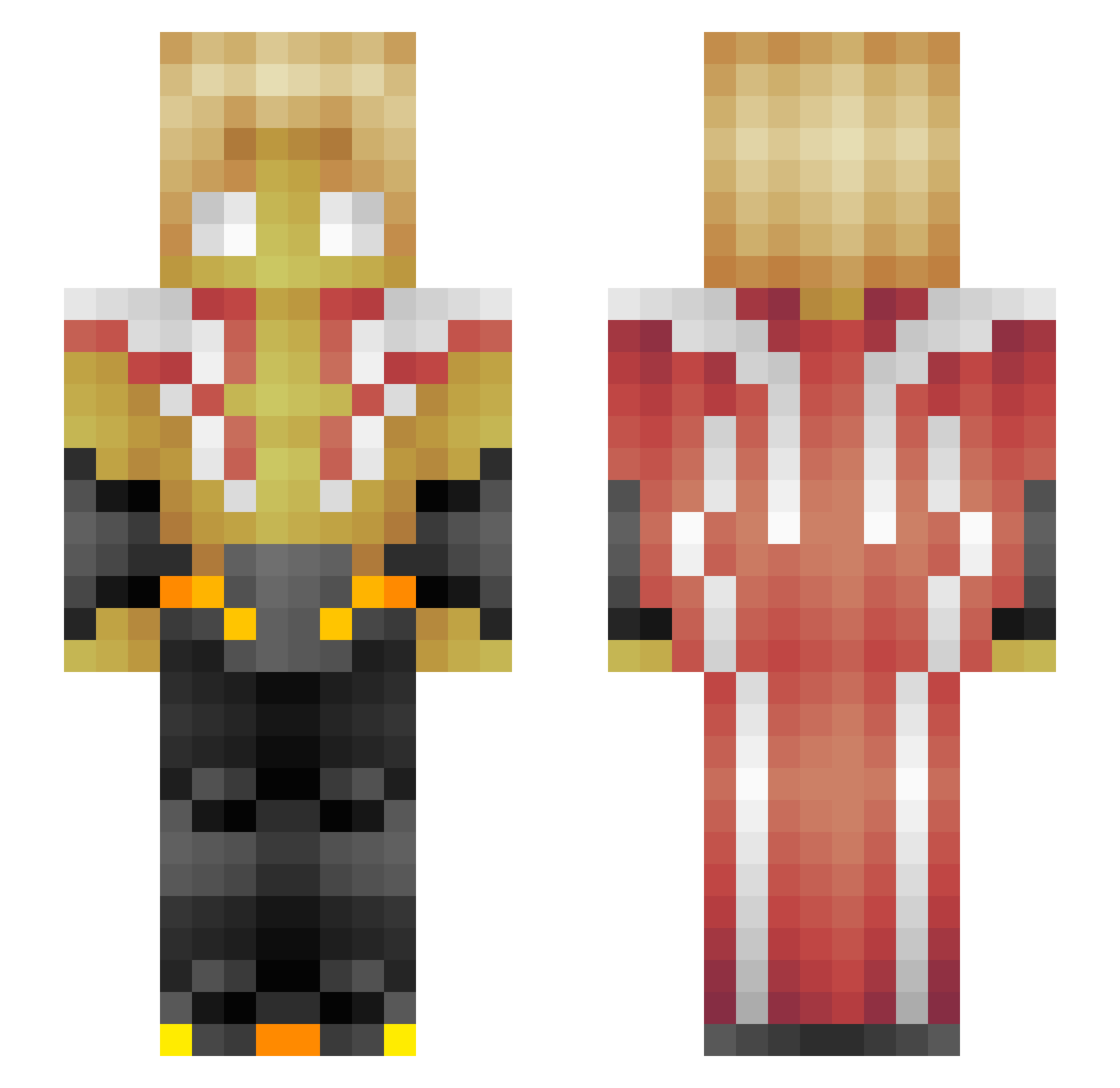 bustydusty Minecraft skin, front and back view