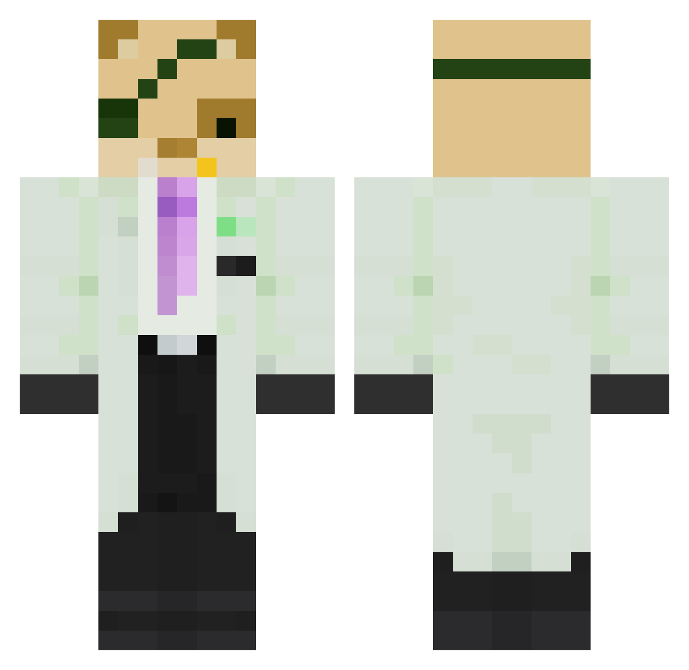 zzombiepup Minecraft skin, front and back view